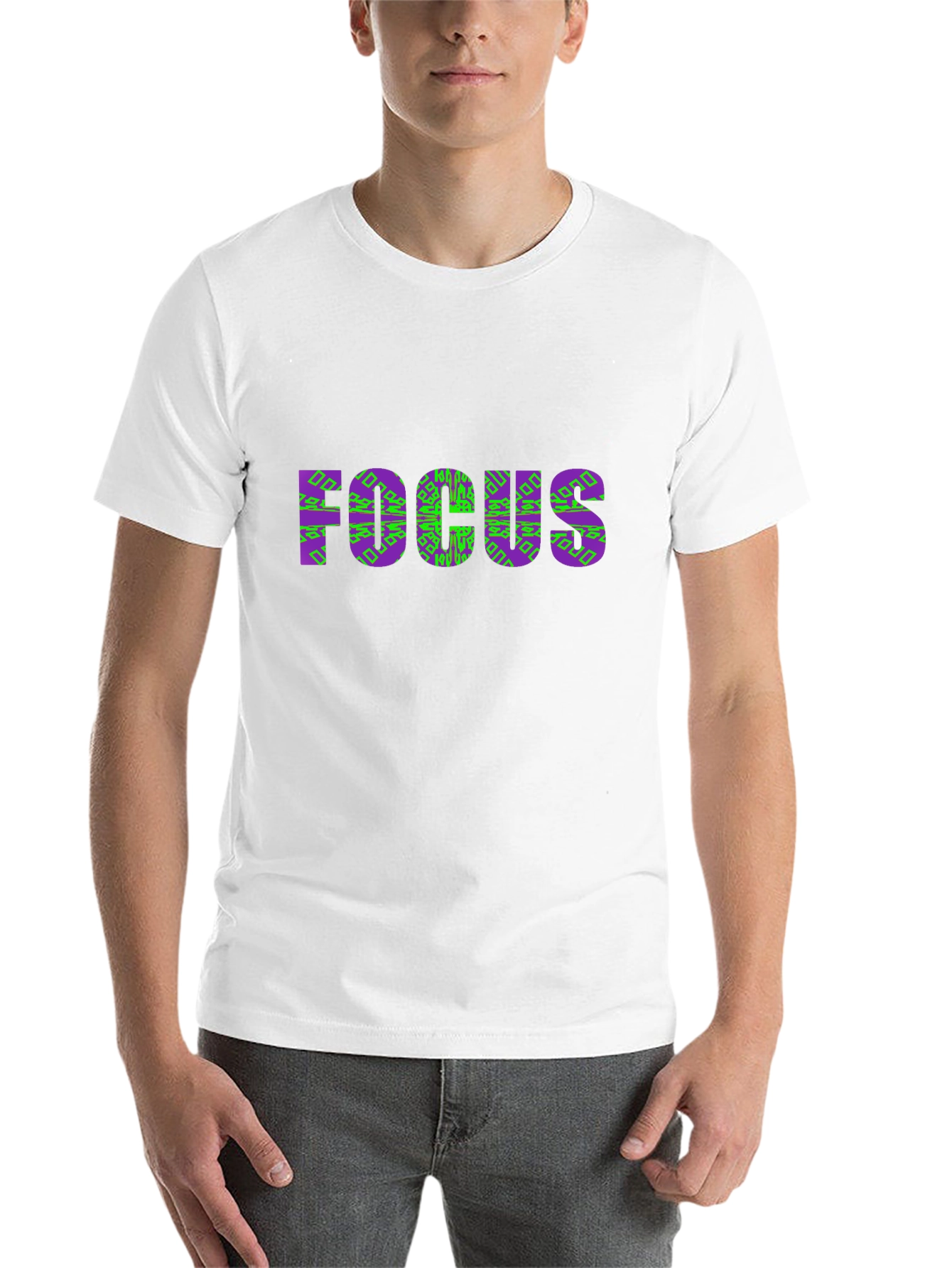 Black Focus Graphic Tee - Stylish Purple & Green Design view 14