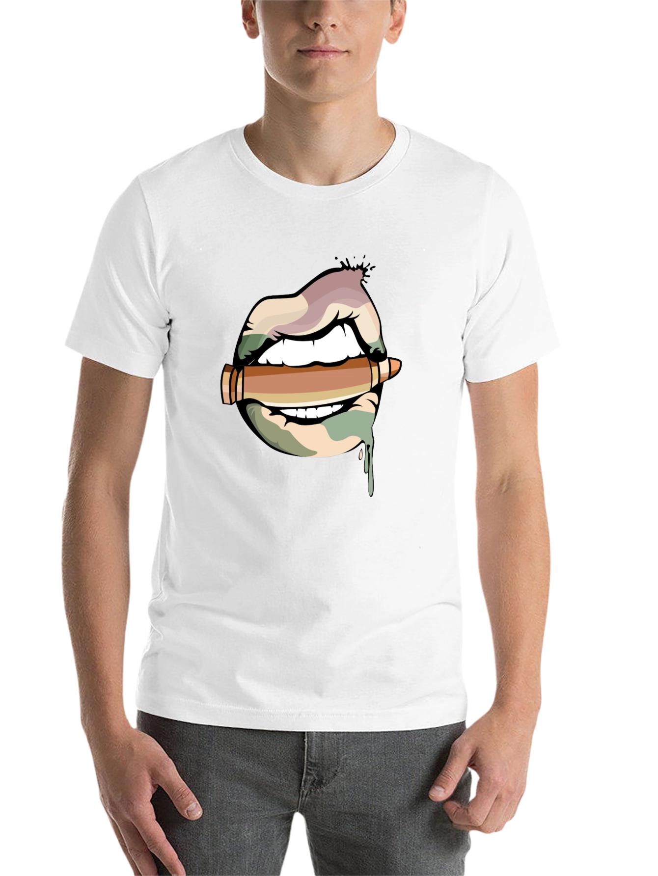 Lips and Bullet Graphic T-Shirt - 14