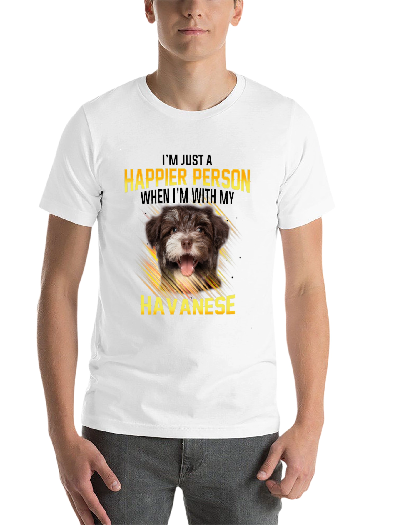 Black Happier Person Havanese Dog T-Shirt view 14