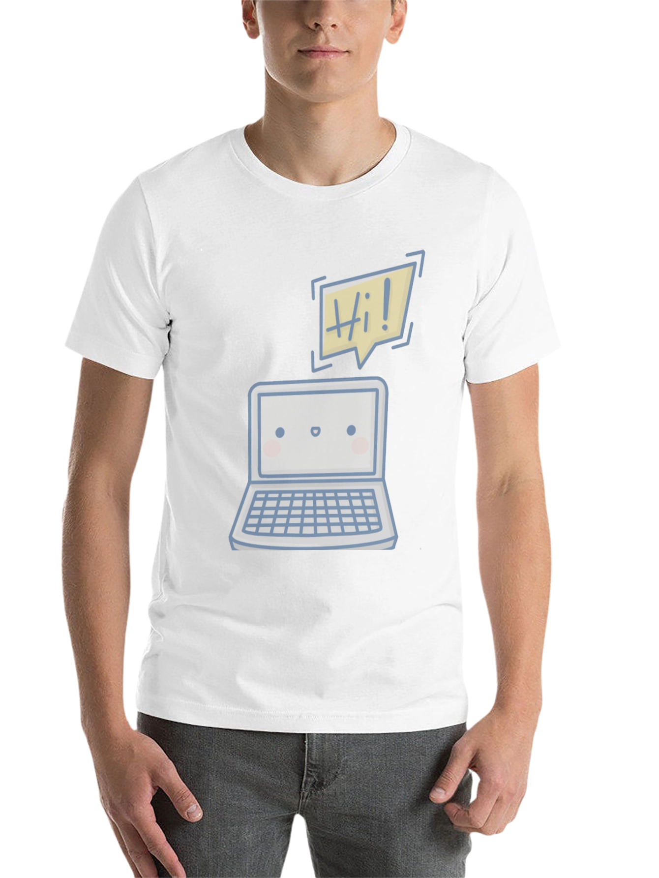Black Cute Laptop "Hi!" Graphic Tee view 14