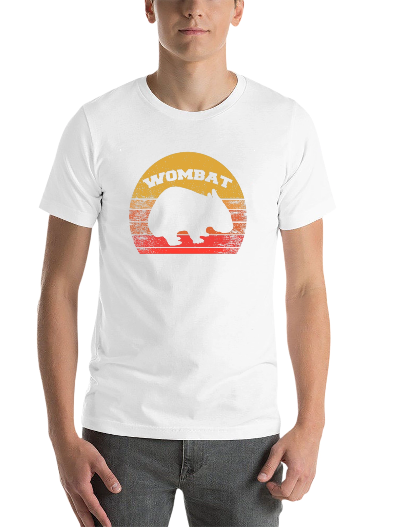 Black Retro Wombat Sunset T-Shirt view 14