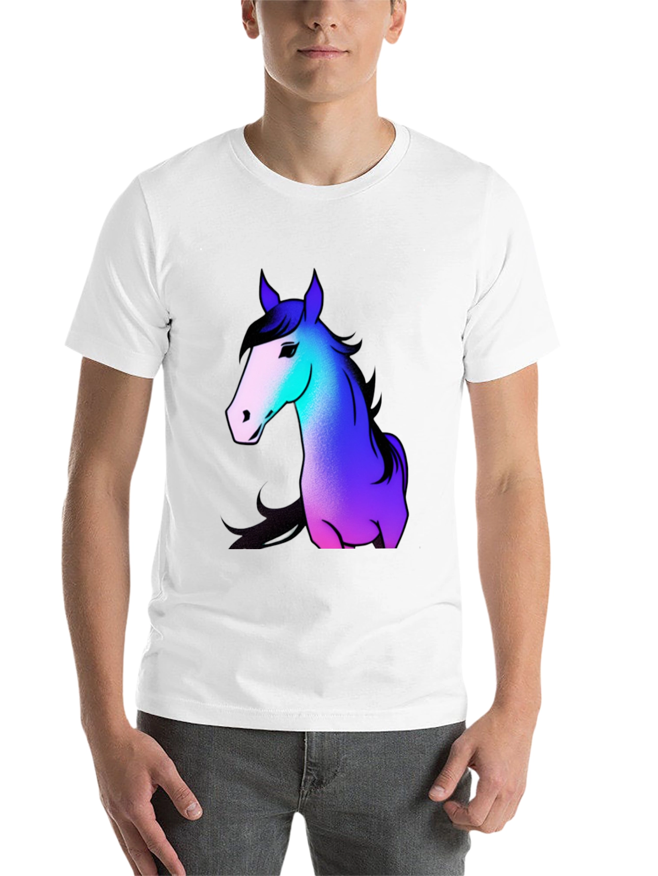 Black Cool Horse Graphic Tee - Casual Black T-Shirt view 14