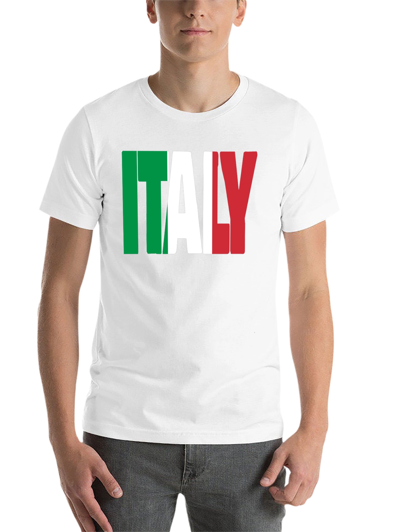 Black Italy Flag Graphic Print Black T-Shirt view 14