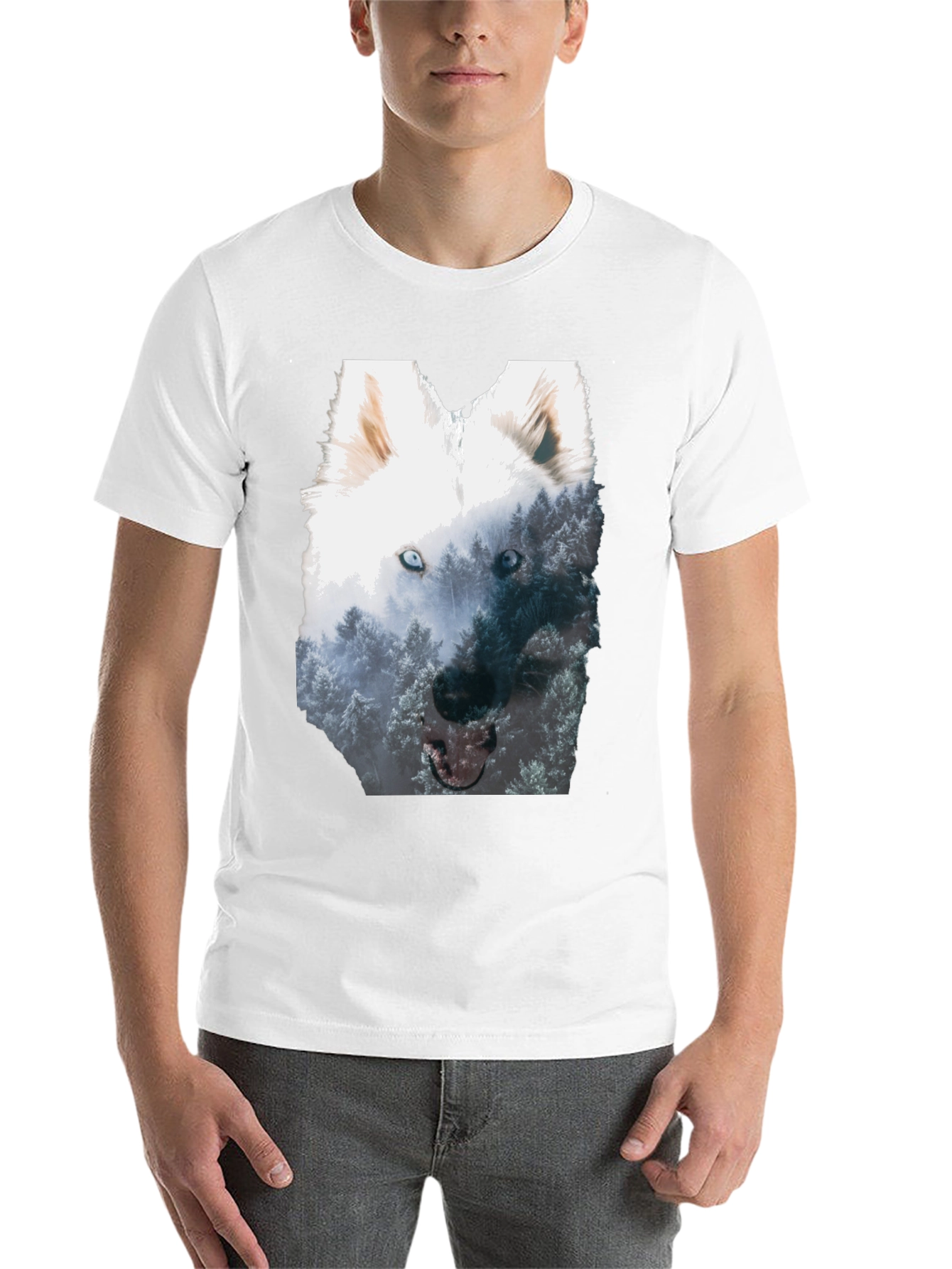 Black Wolf Forest Graphic Tee - Black Cotton Blend view 14