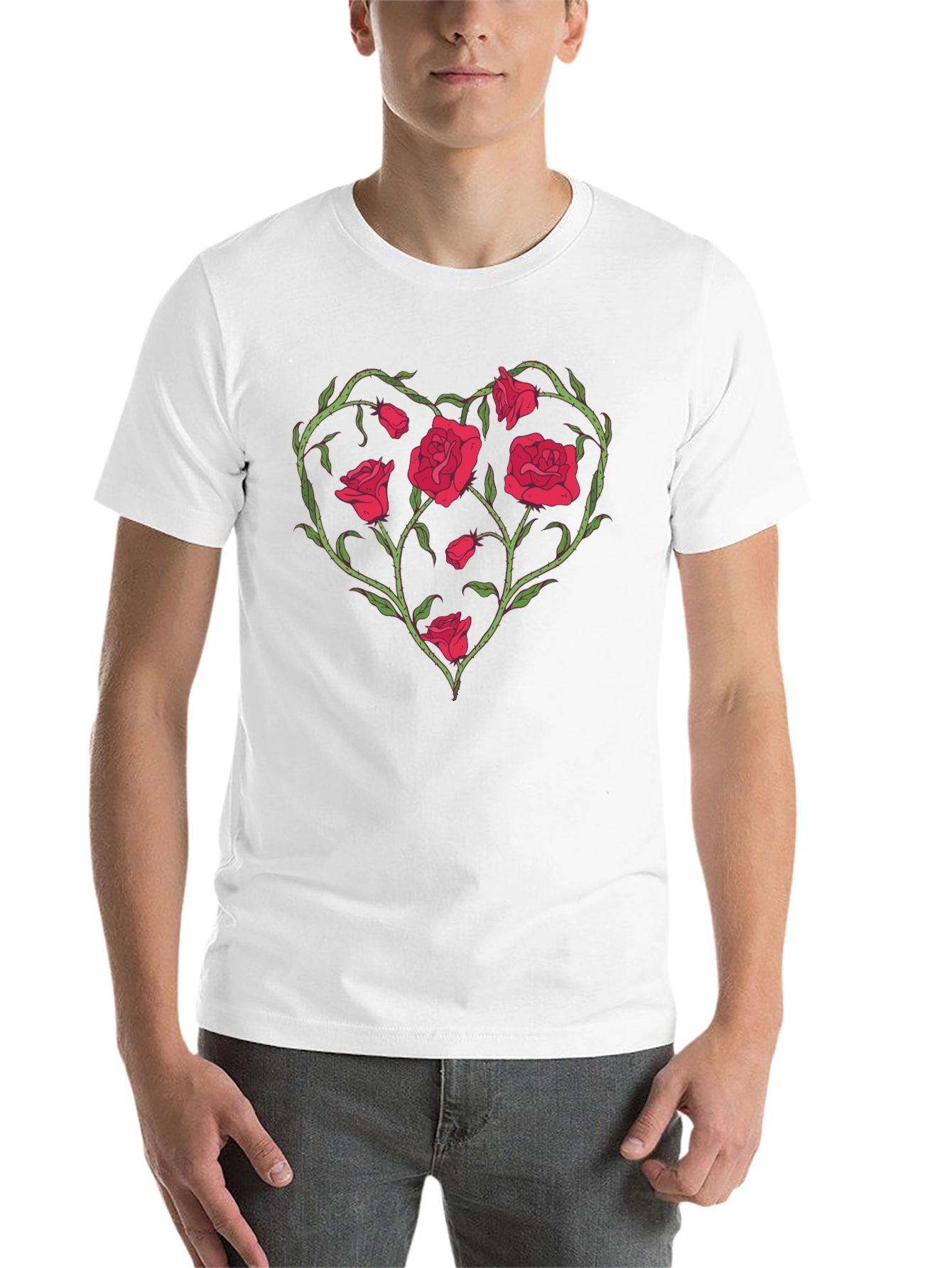Black Rose Heart Graphic T-Shirt - Unique Floral Design view 14