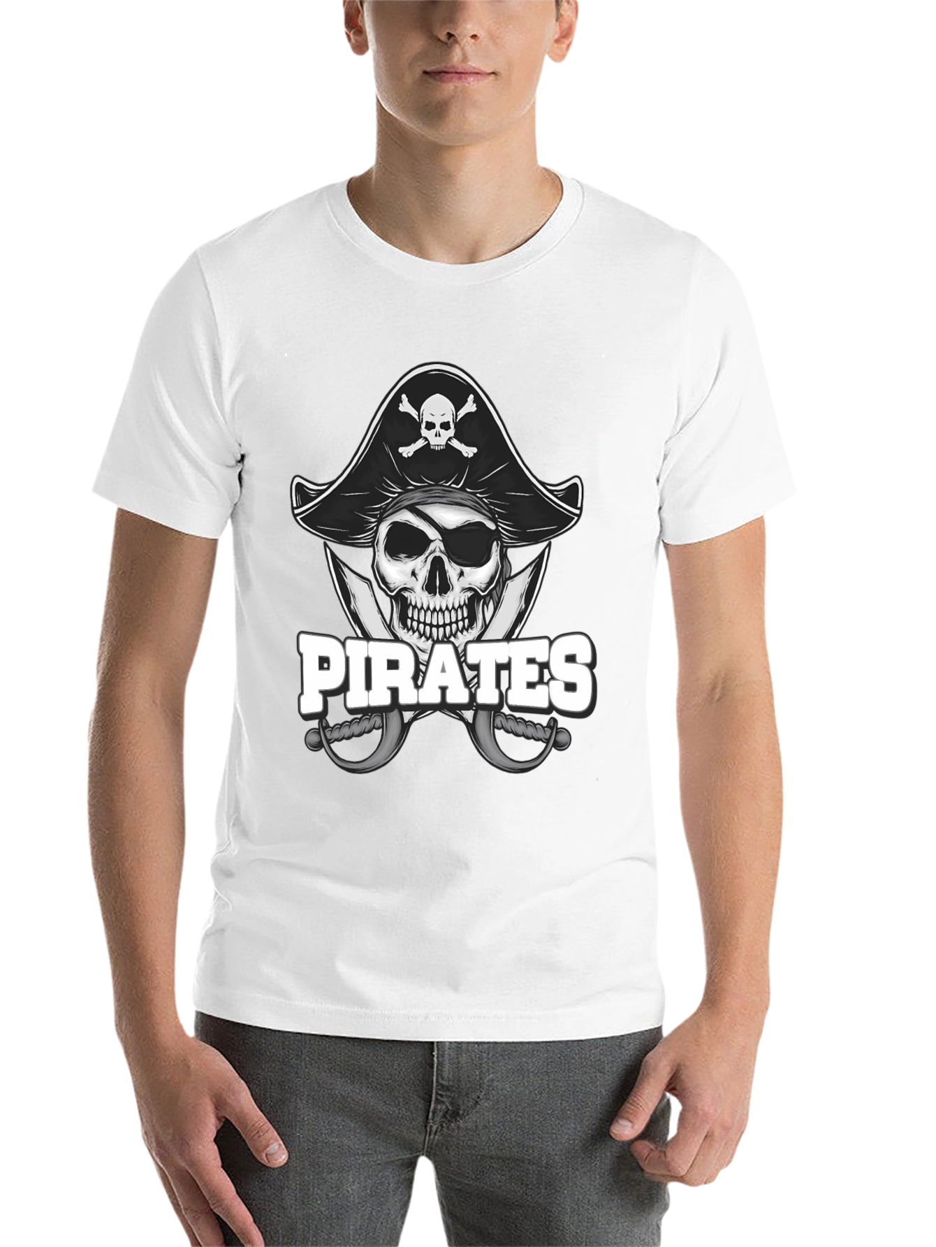 Black Pirate Skull T-Shirt - Novelty Graphic Tee view 14
