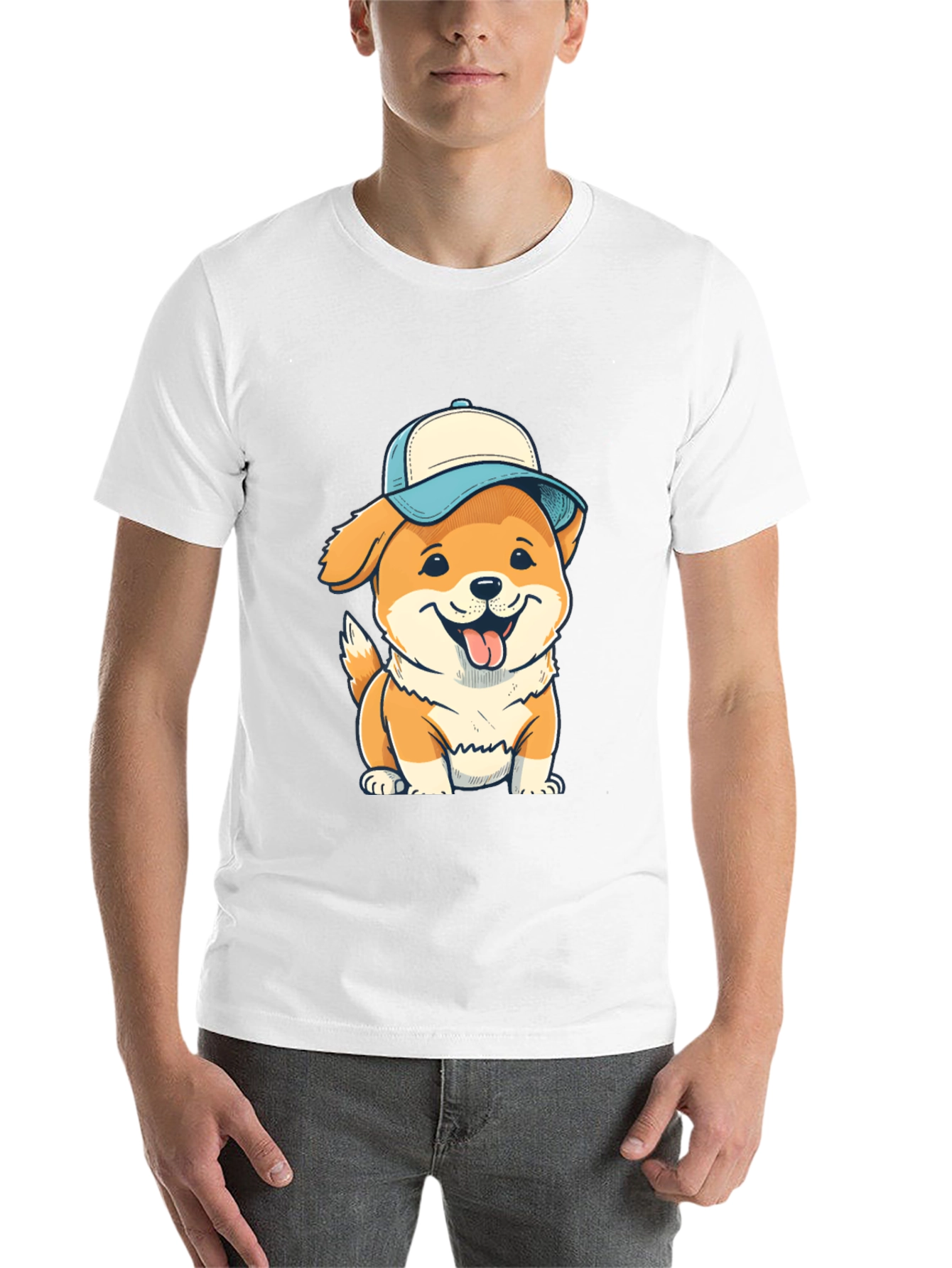 Black Dog with Cap T-Shirt - Fun & Stylish Black Tee view 14