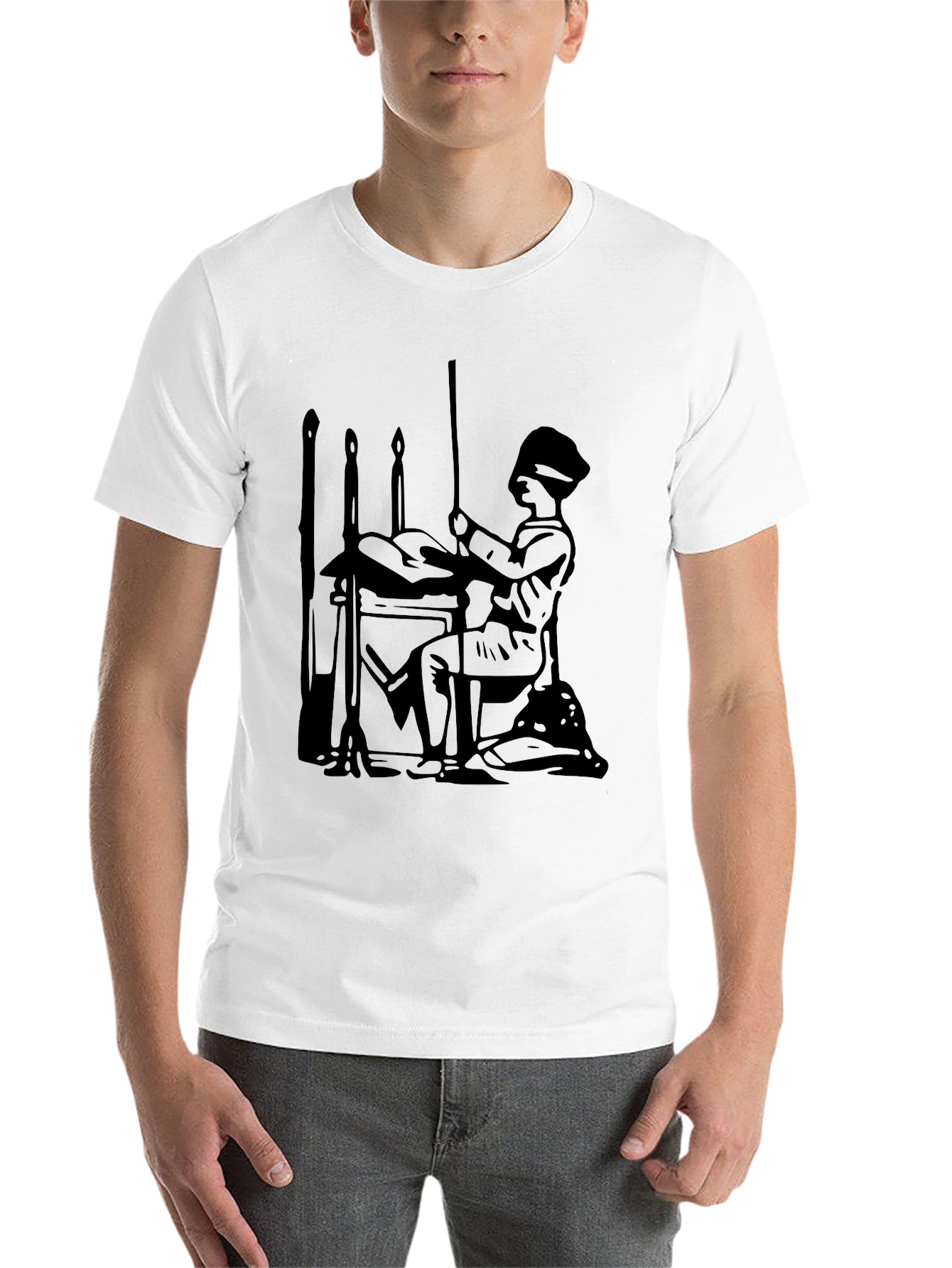 Black Silhouette Graphic Print Black Crew Neck T-Shirt view 14