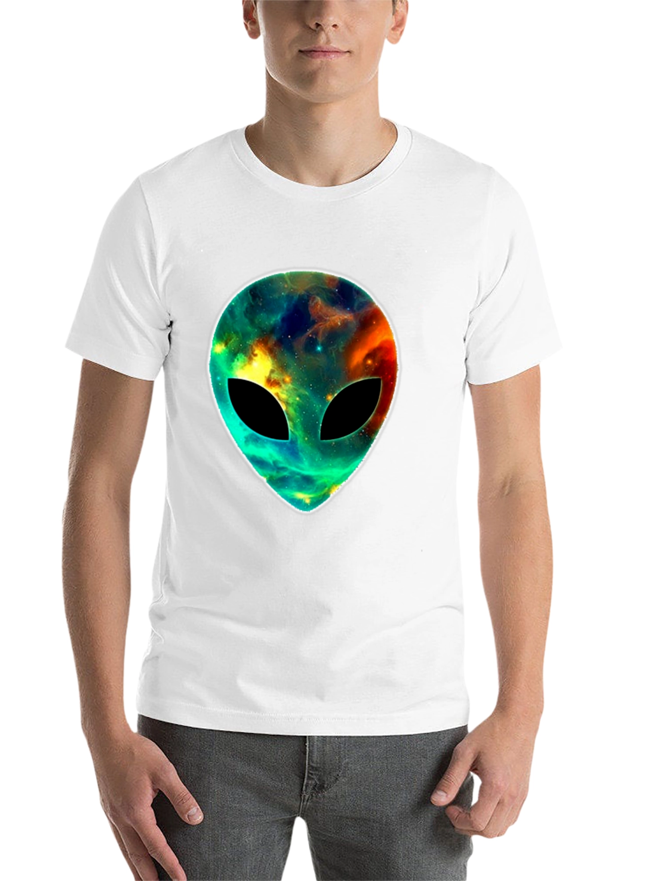 Black Cosmic Alien Head T-Shirt - Black Graphic Tee view 14