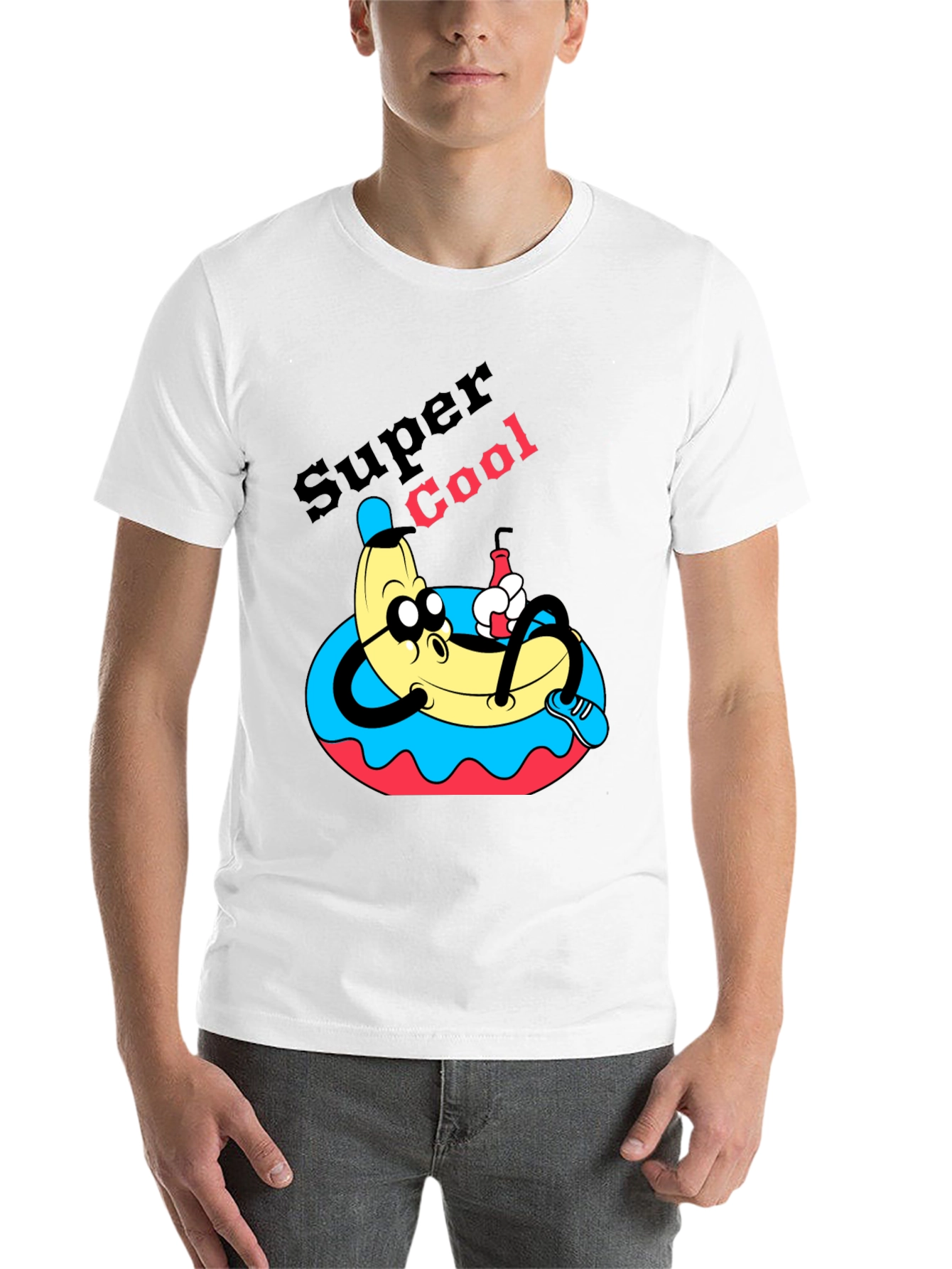 Black Super Cool Banana T-Shirt - Relaxed Cartoon Graphic Tee view 14