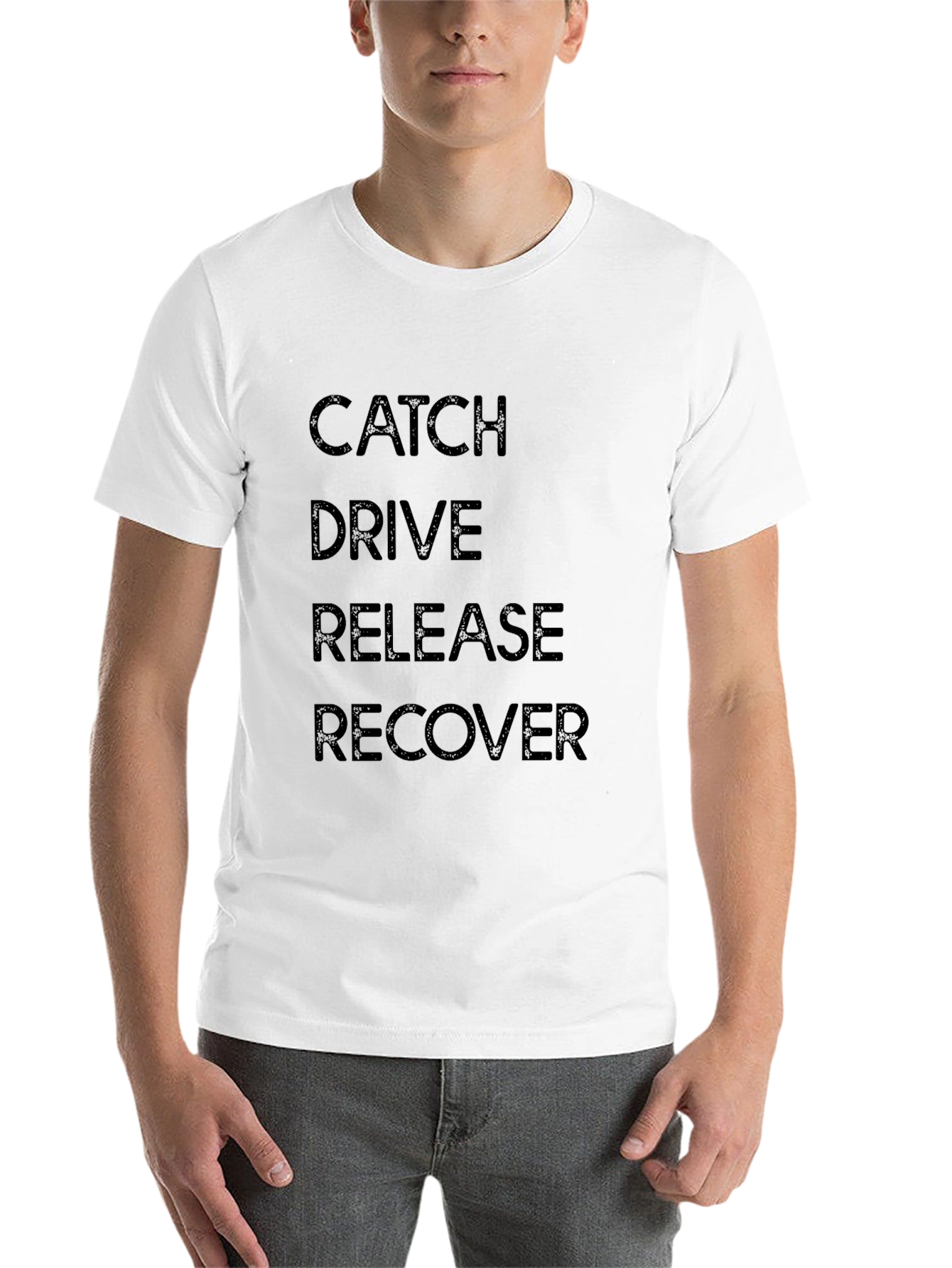 Black Catch, Drive, Release, Recover Black Graphic Tee view 14