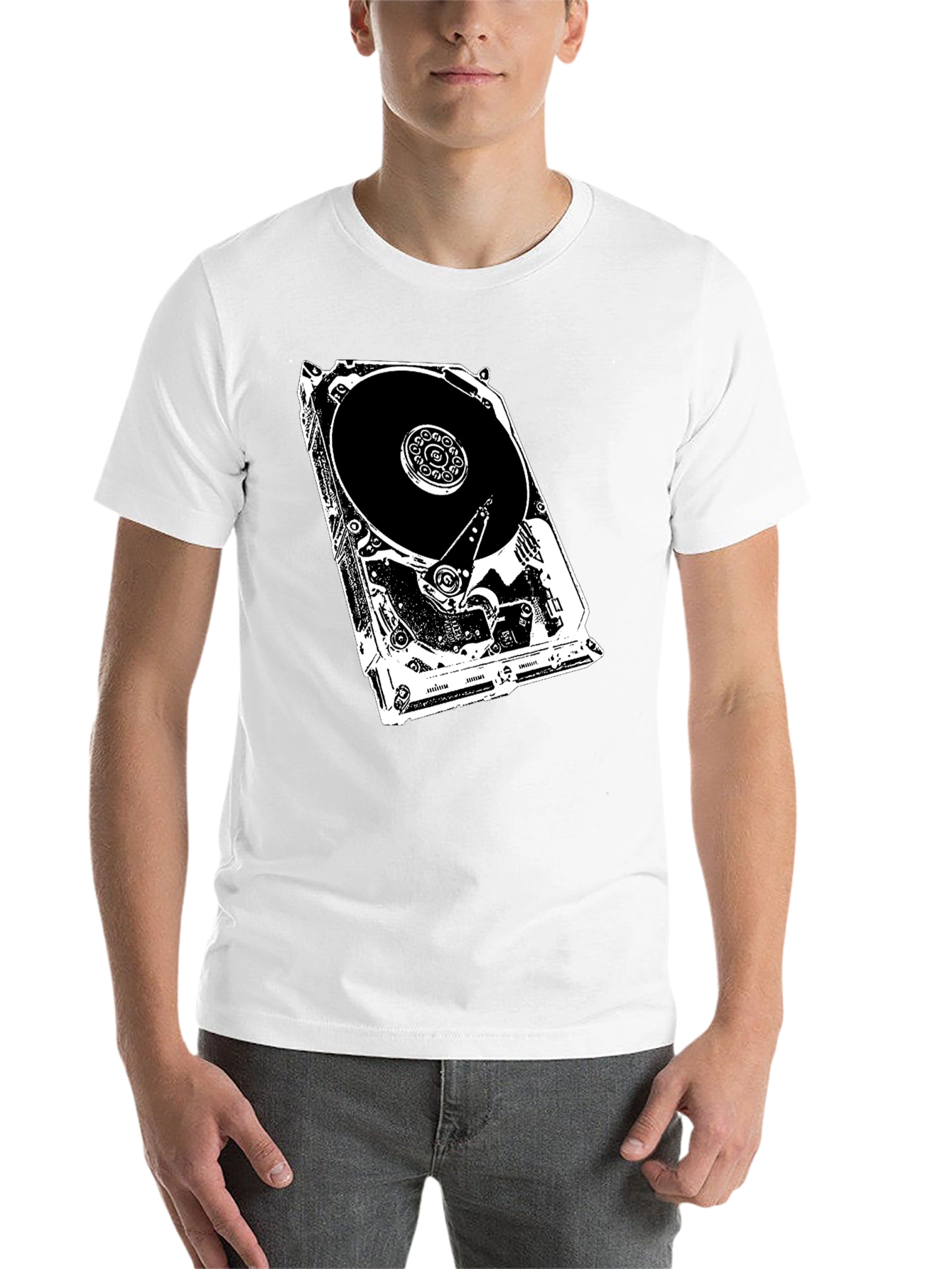 Black Hard Drive Anatomy Graphic Tee - Tech Lover's Shirt view 14