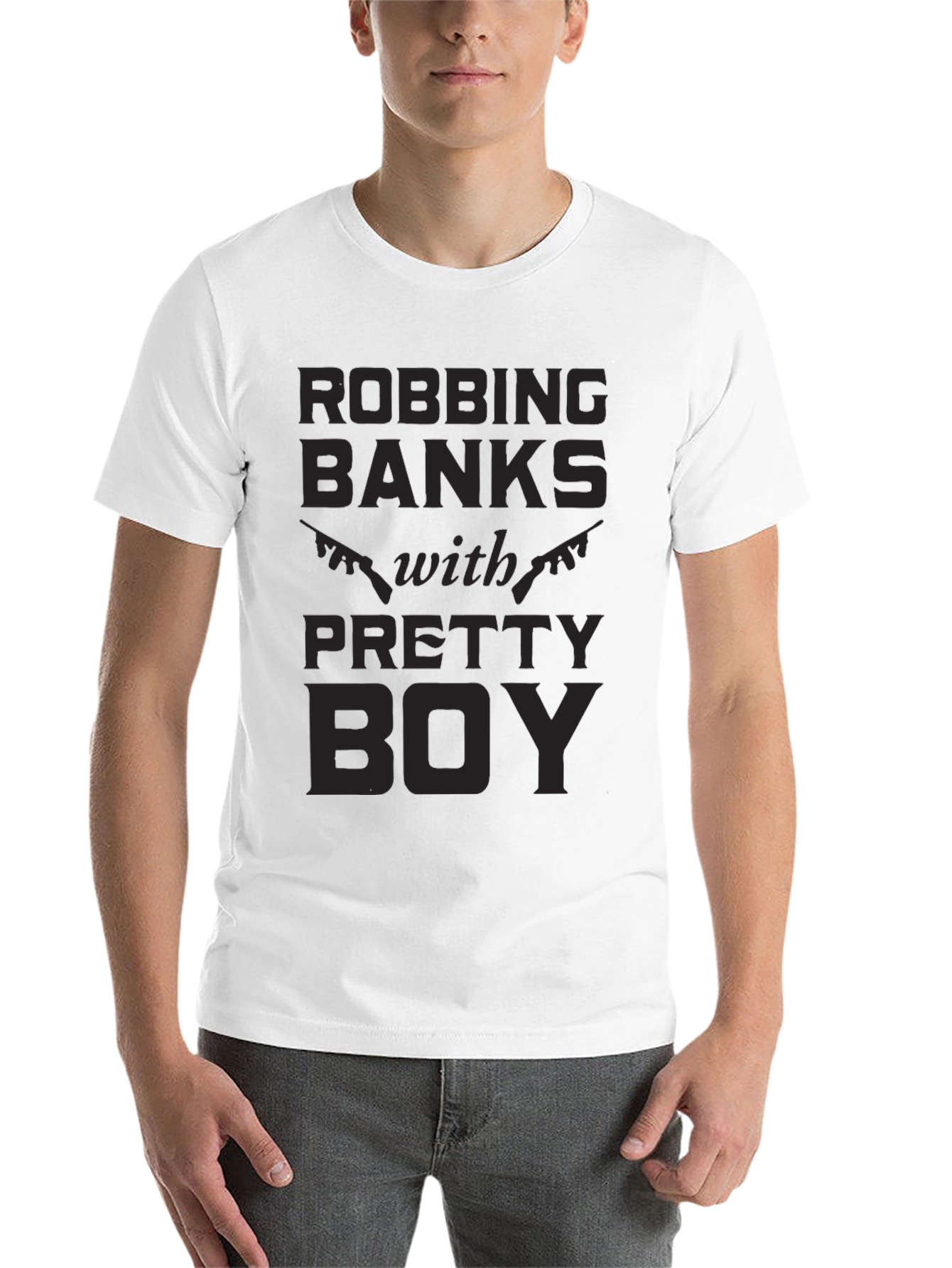 Black Robbing Banks With Pretty Boy Graphic T-Shirt view 14