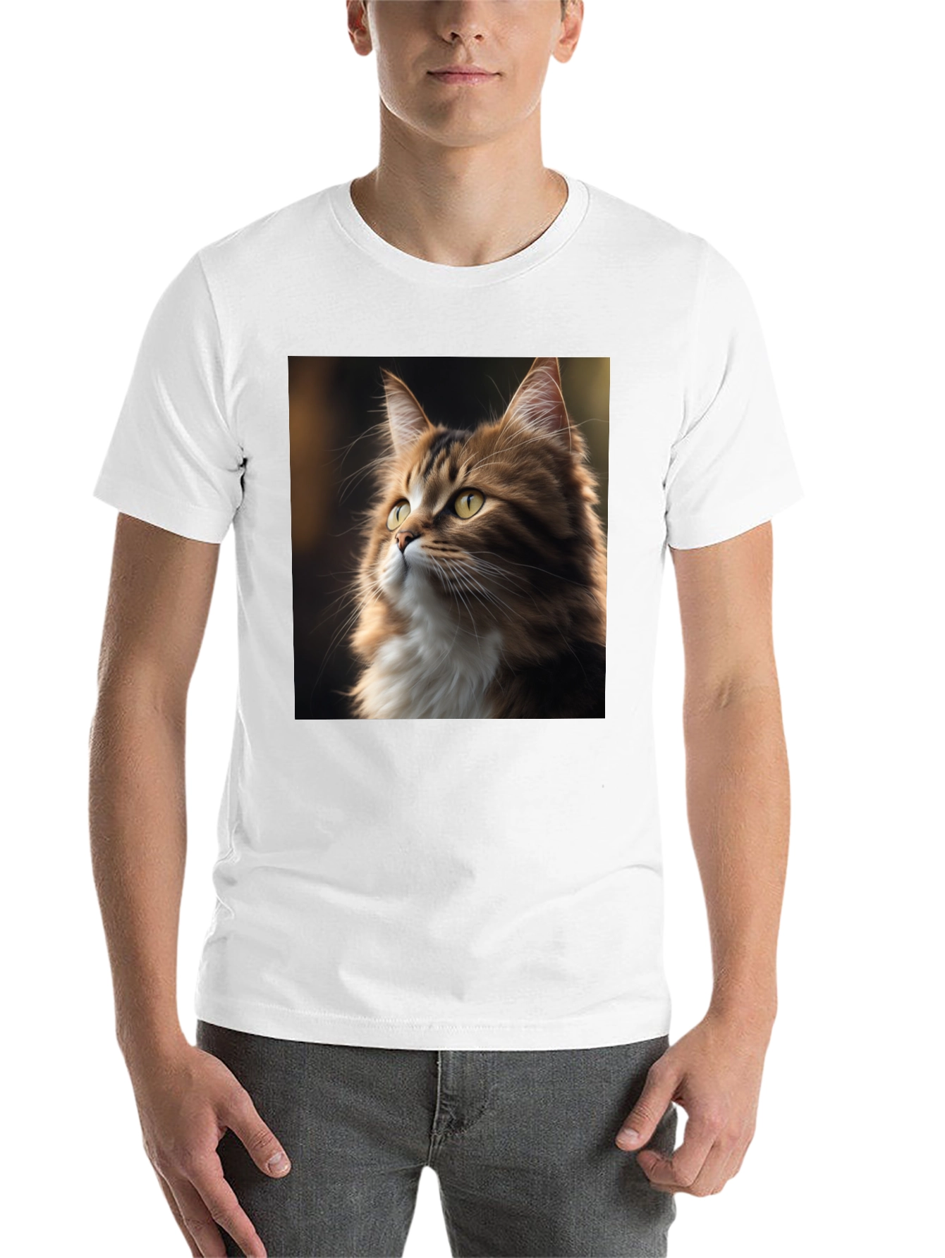 Black Cat Portrait Graphic Tee - Unisex Black T-Shirt view 14