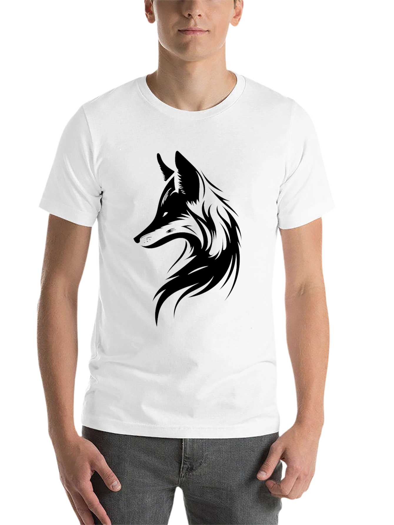 Black Men's Black Fox Graphic Tee - Stylish Casual Wear view 14