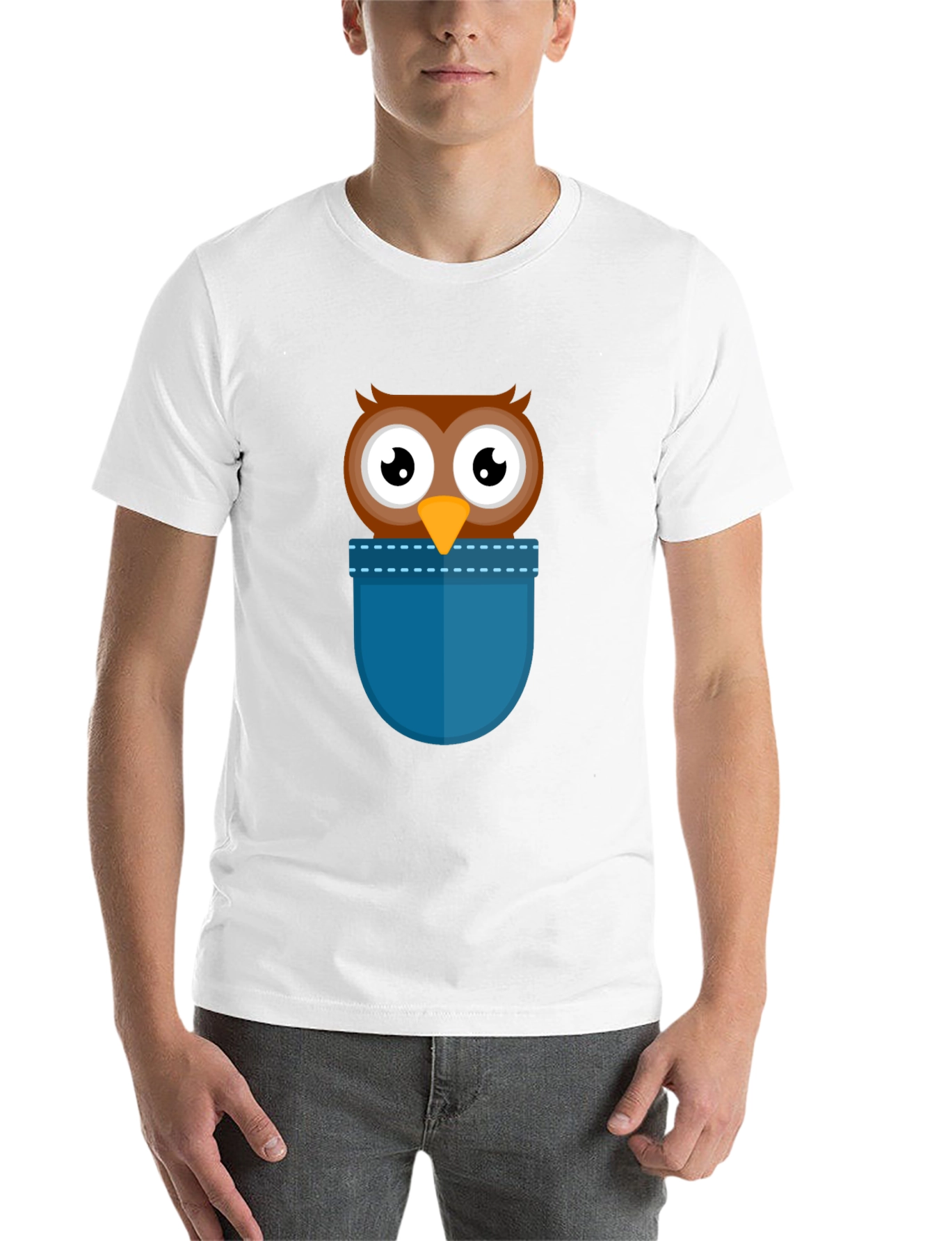 Black Cartoon Owl Pocket T-Shirt - Black view 14