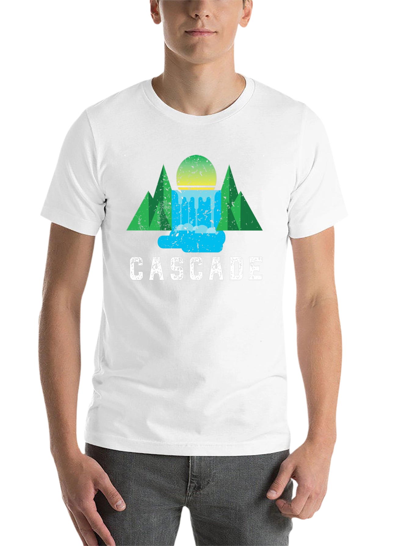 Black Cascade Graphic Tee - Nature Inspired Design view 14