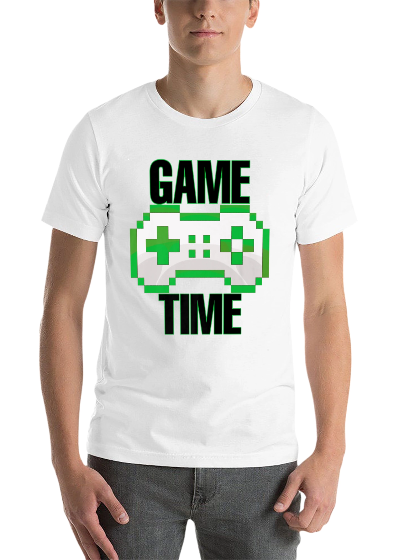 Black Game Time Pixel Controller Graphic T-Shirt view 14