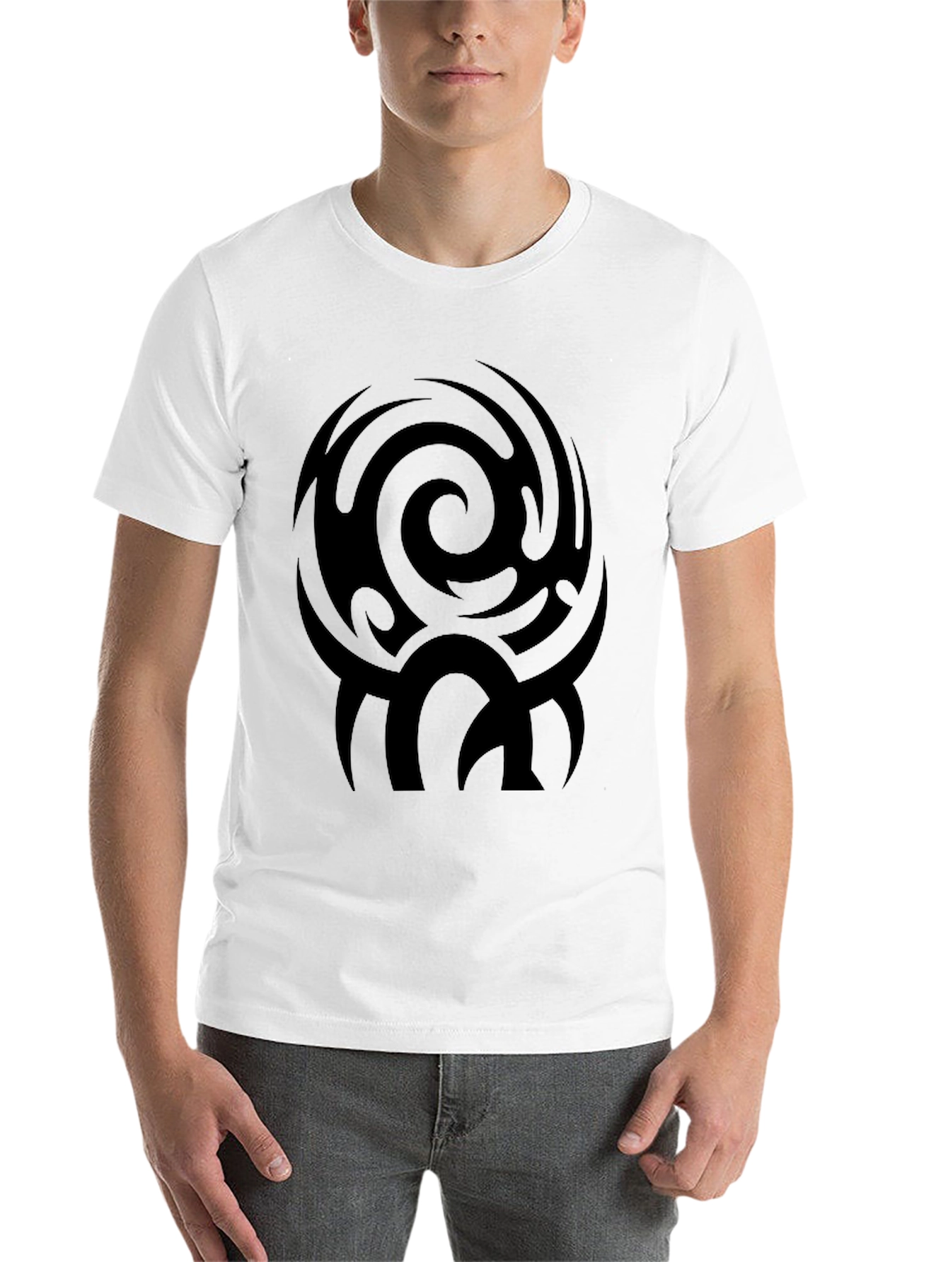 Black Men's Black Tribal Swirl Graphic Tee view 14