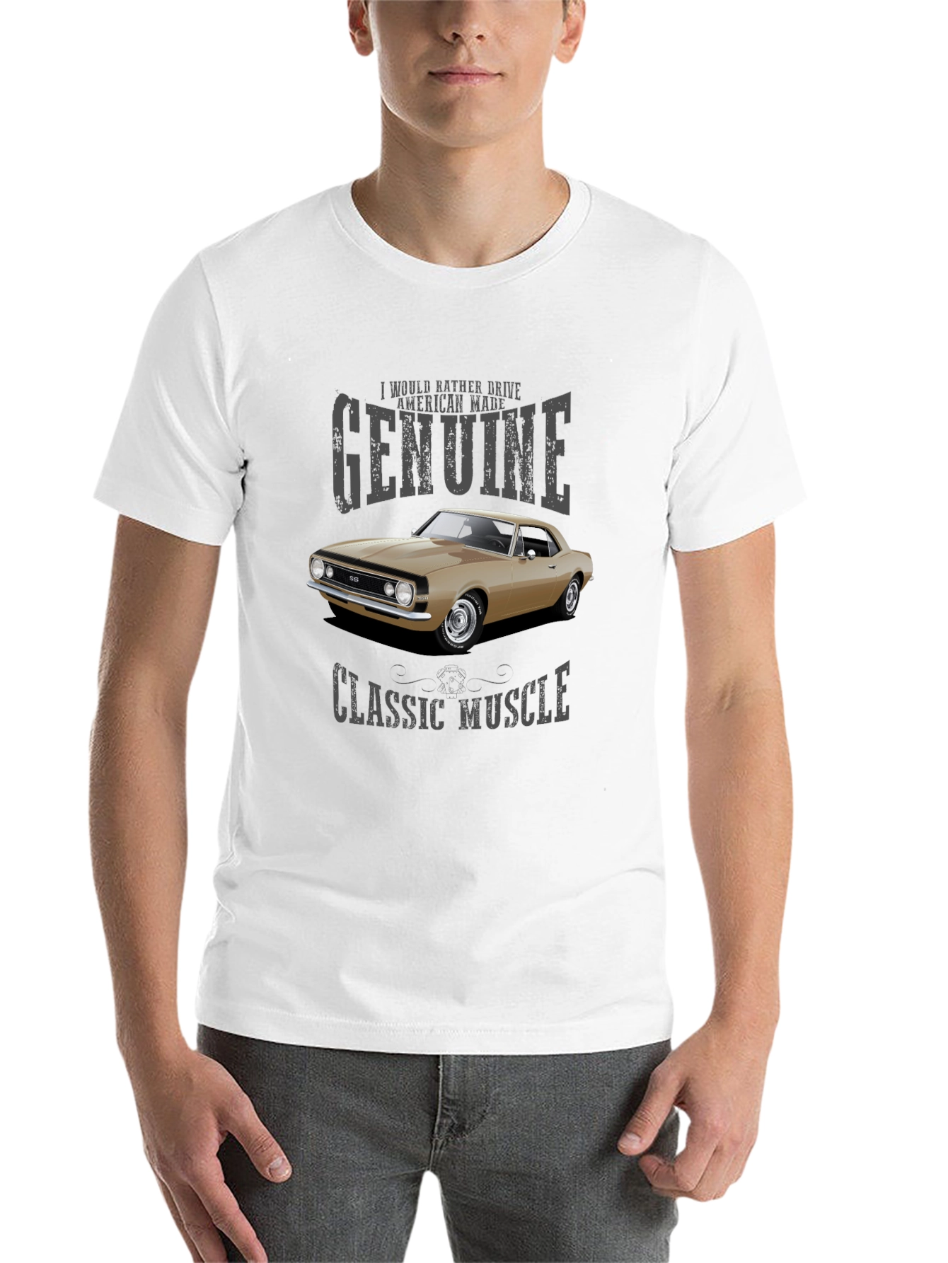 Black Genuine Classic Muscle Car T-Shirt view 14