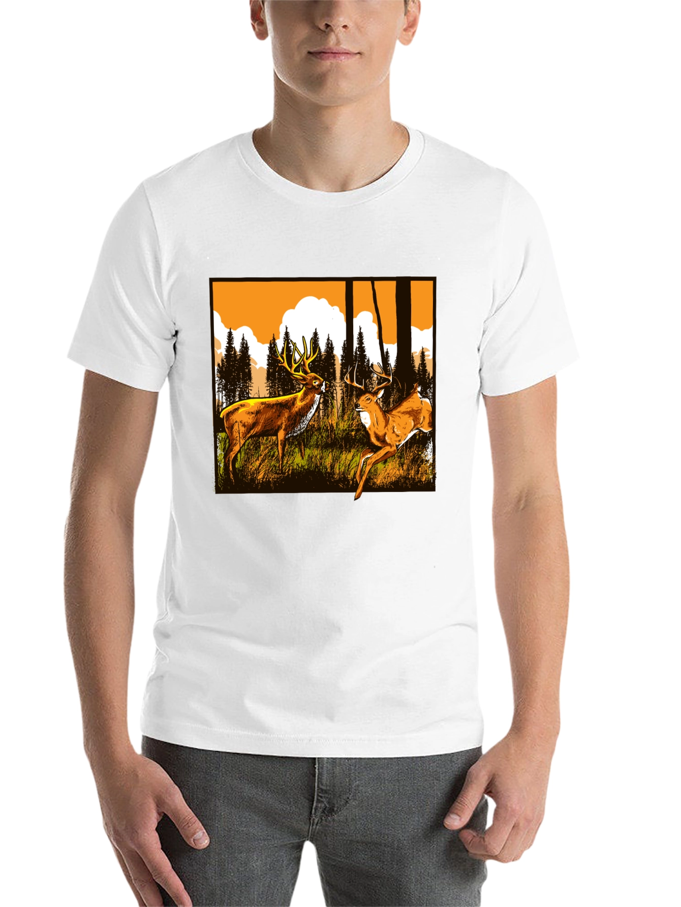 Black Deer Graphic Tee - Wildlife Forest Design view 14
