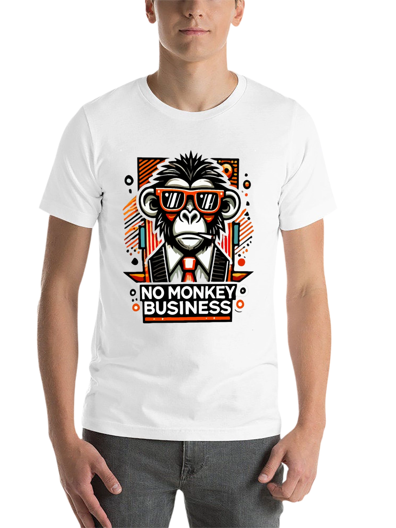 Black No Monkey Business Graphic T-Shirt view 14