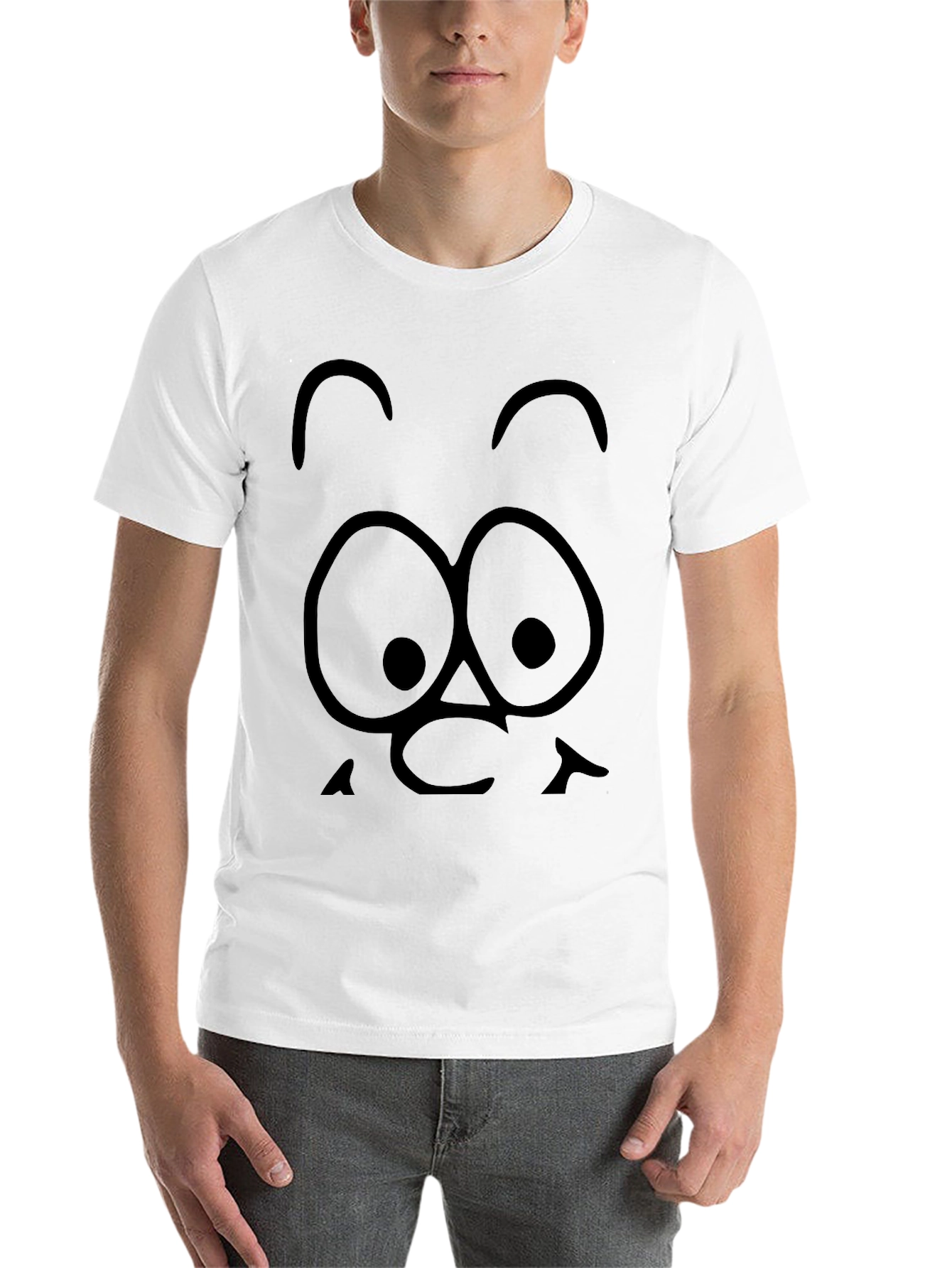 Black Funny Cartoon Face Black T-Shirt view 14