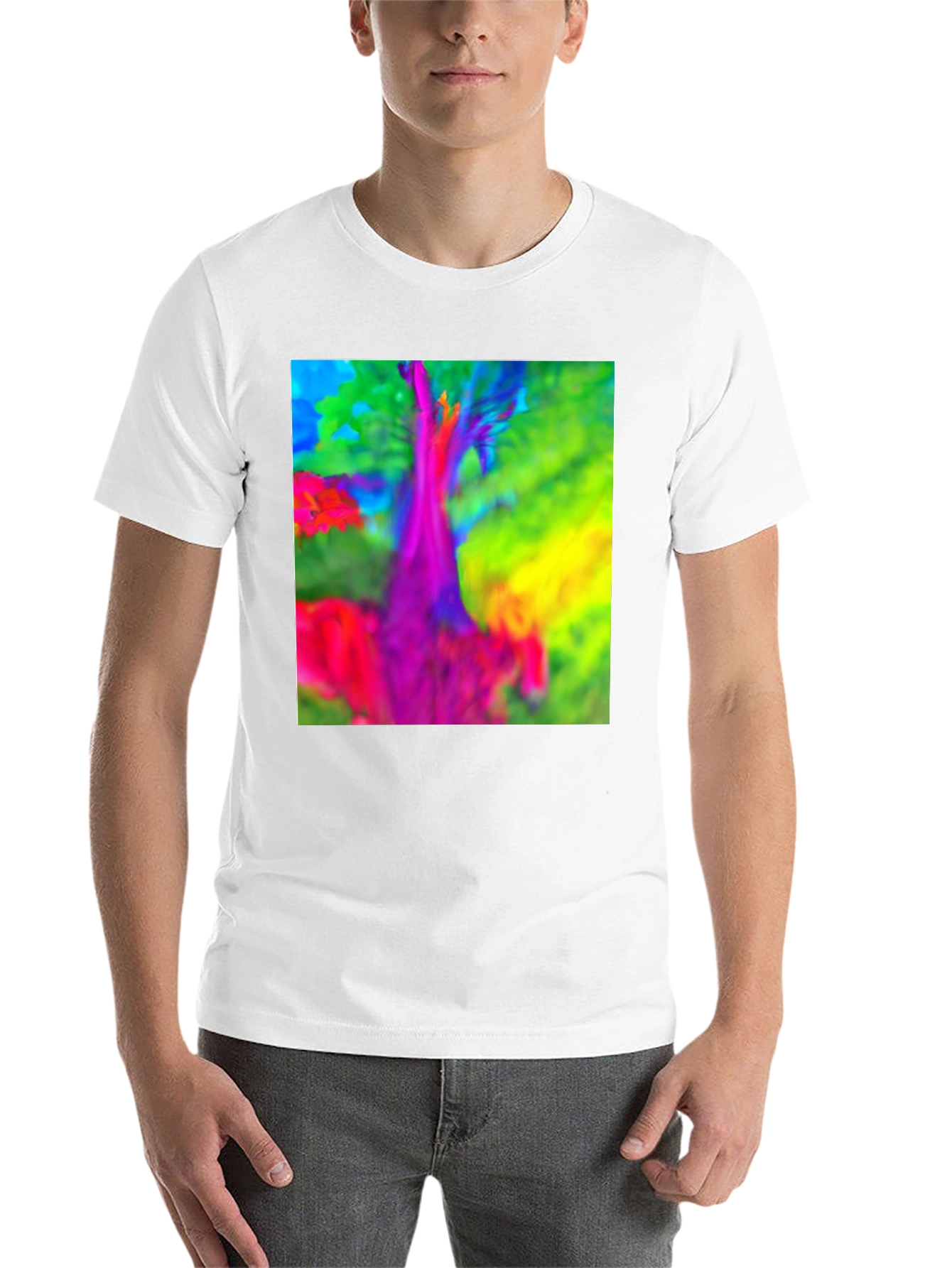 Black Vibrant Tree Graphic T-Shirt view 14