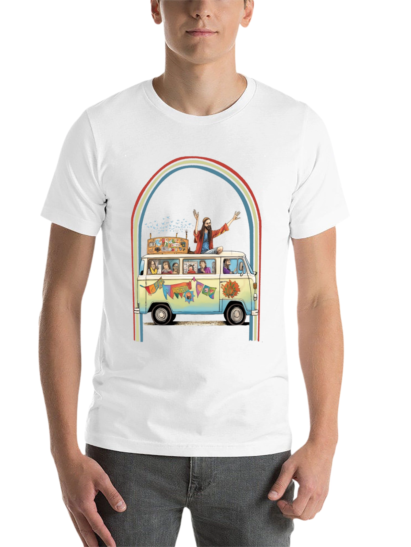 Black Hippie Bus T-Shirt - Groovy Retro Style view 14