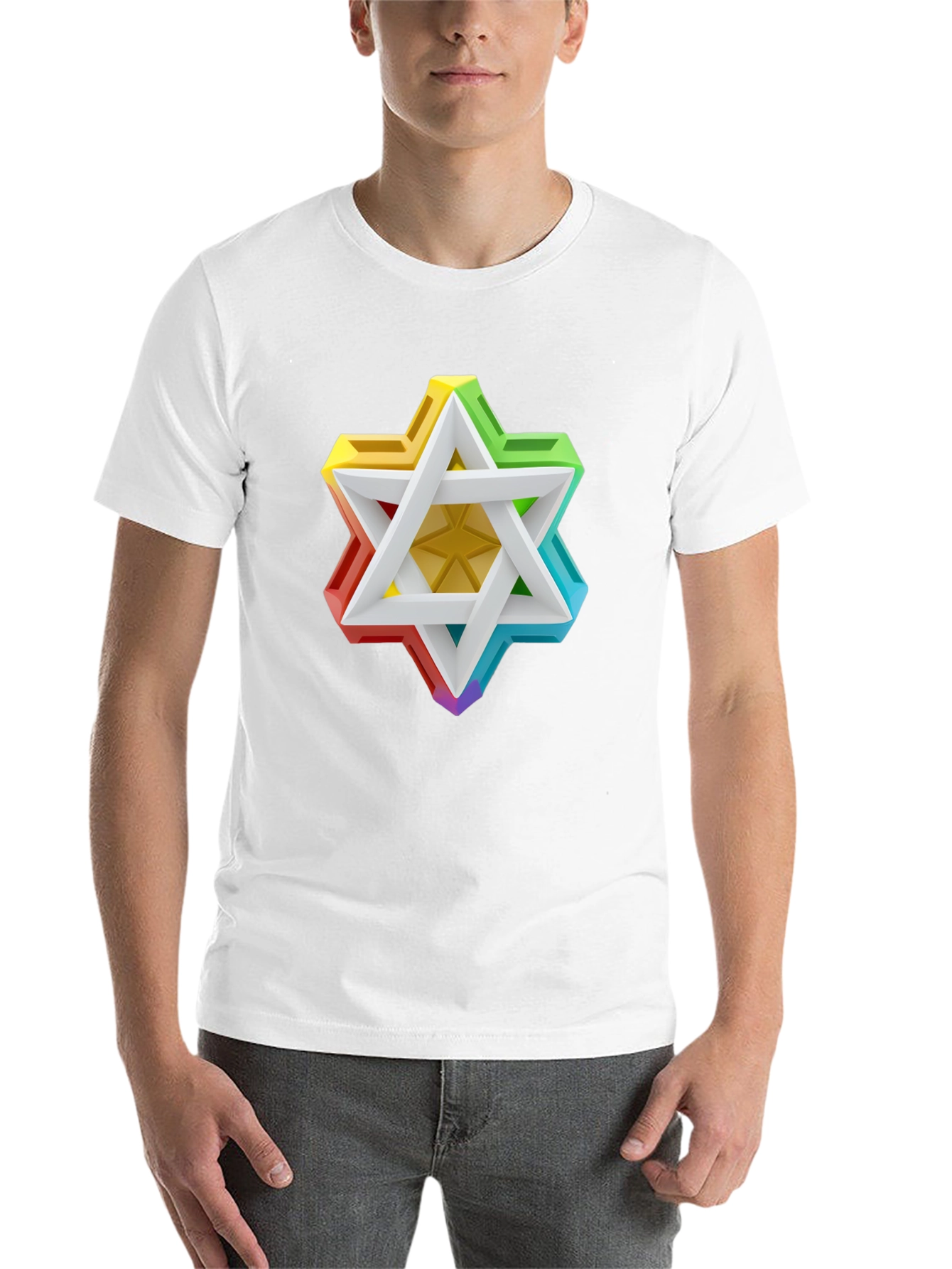 Black Rainbow Star of David Graphic Tee view 14