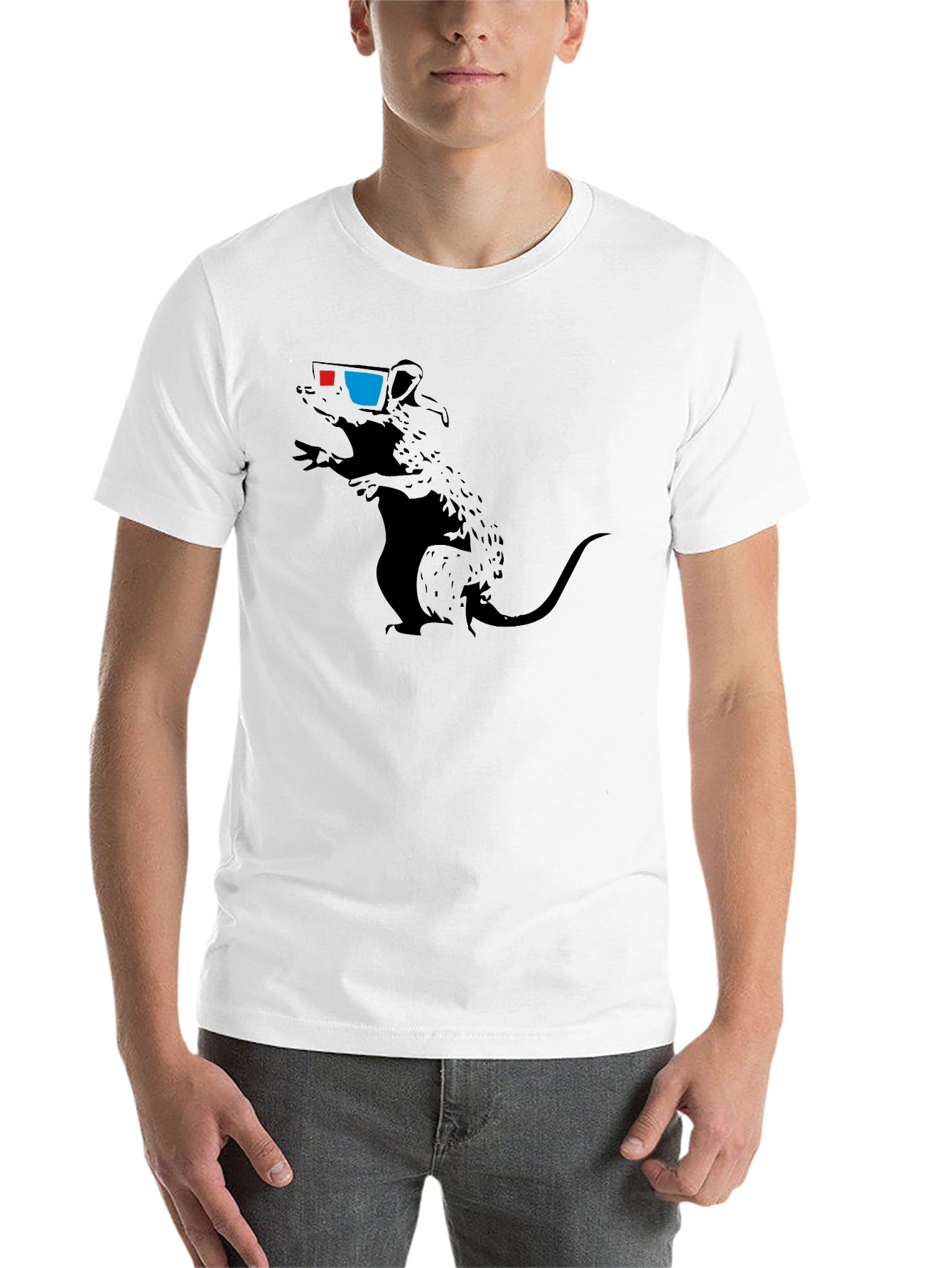 Black Rat with 3D Glasses Graphic Tee - Black view 14