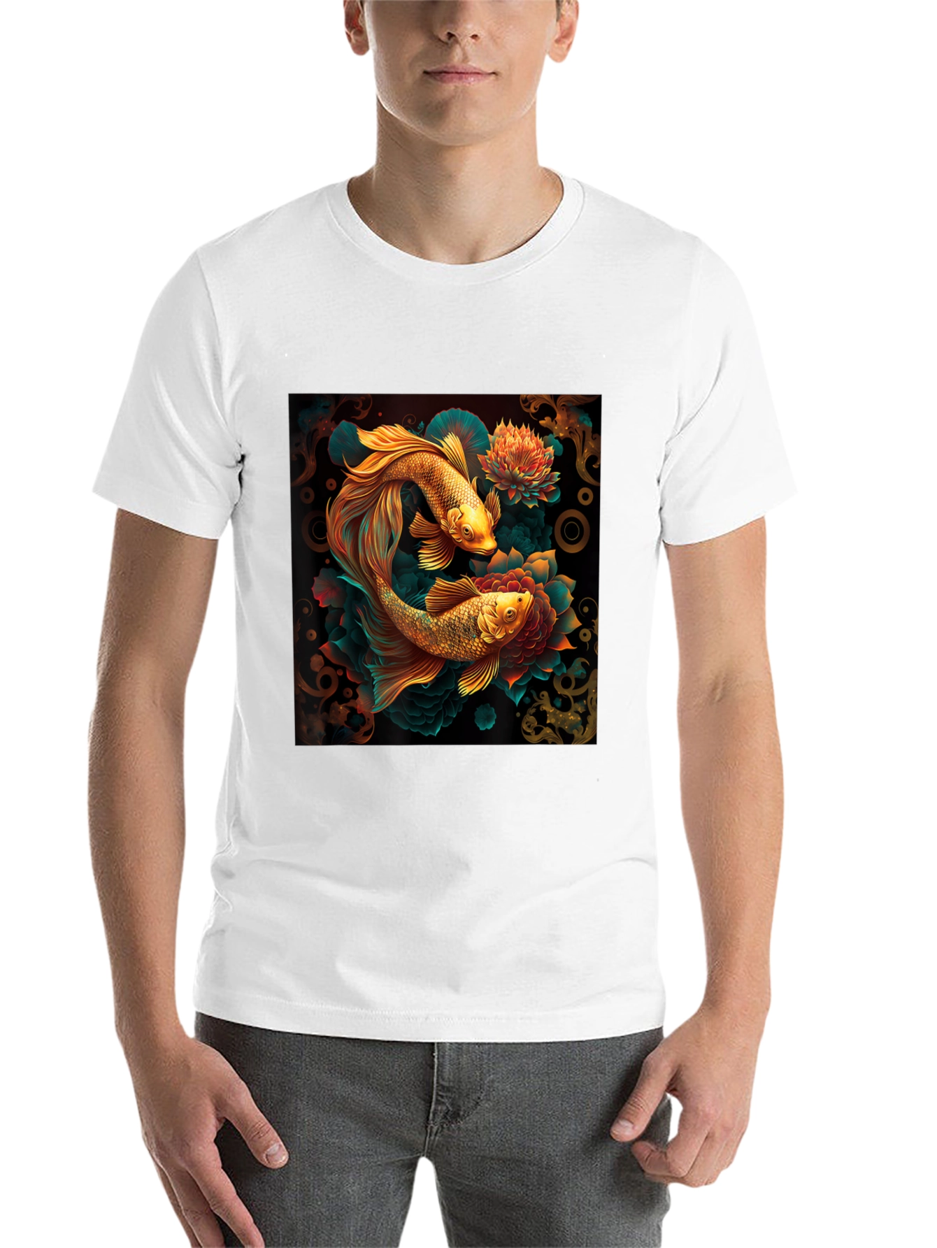 Black Koi Fish Graphic Tee - Artistic Design view 14