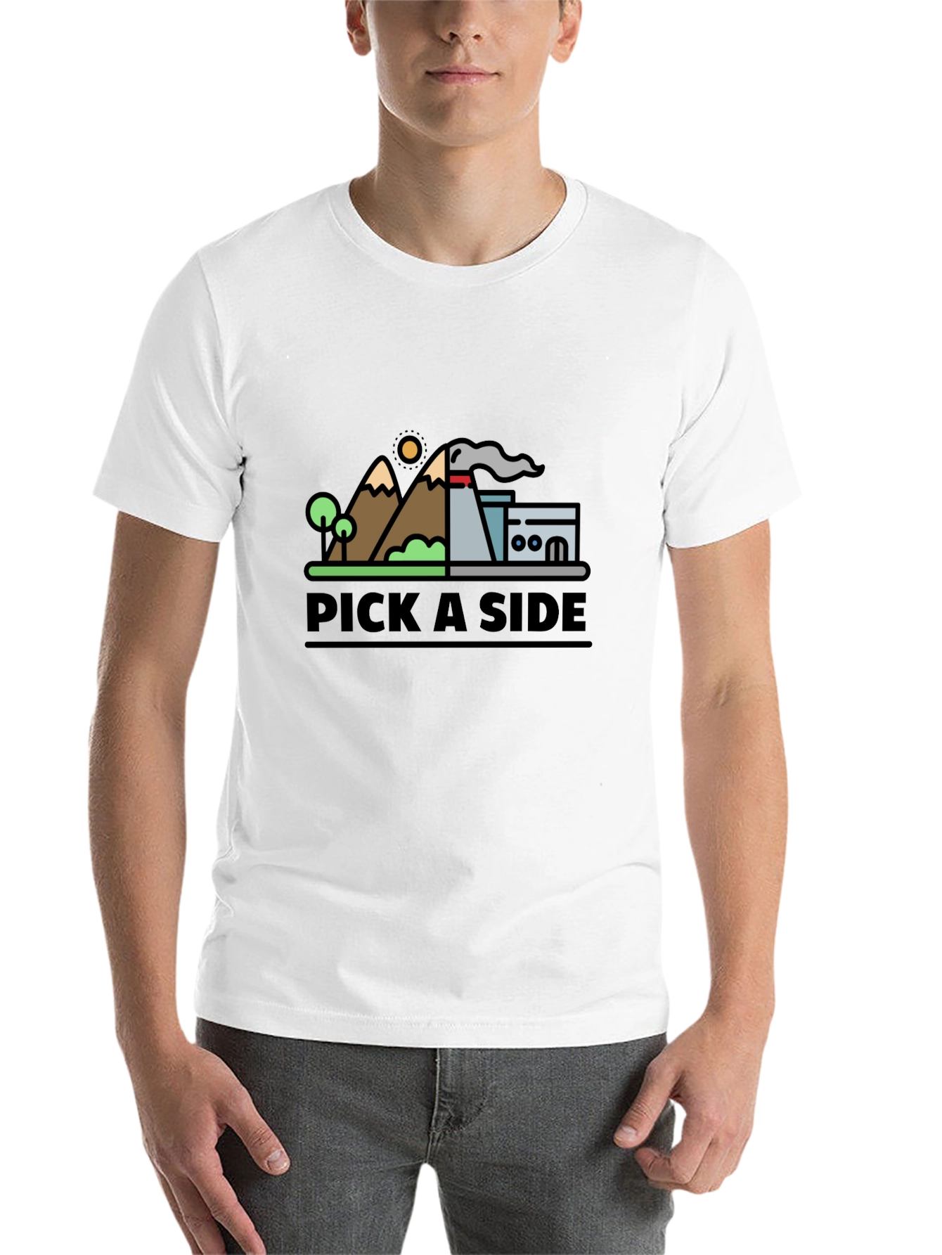 Black Pick A Side Graphic Tee - Nature vs Industry T-Shirt view 14