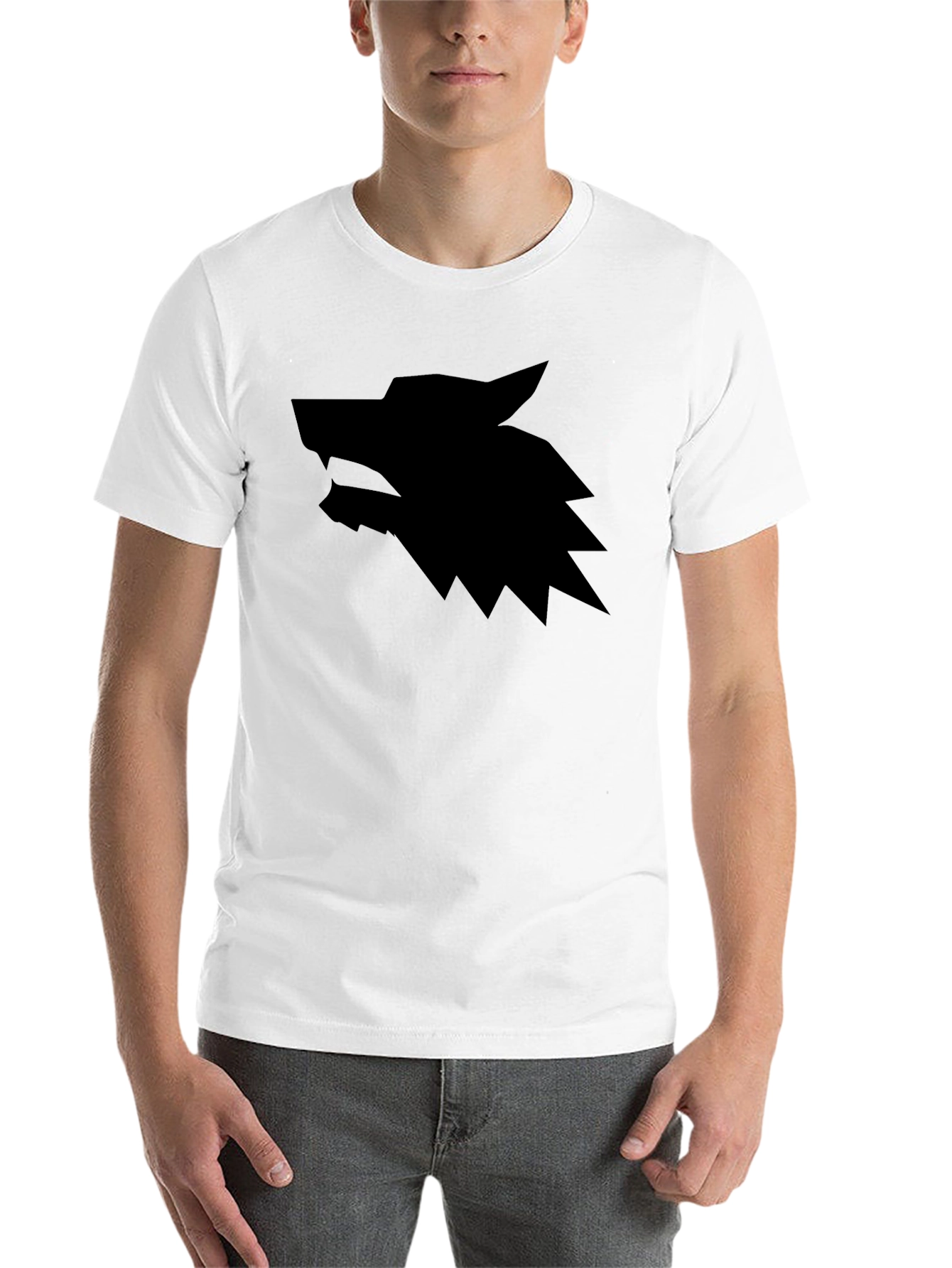 Black Men's Black Wolf Graphic T-Shirt view 14