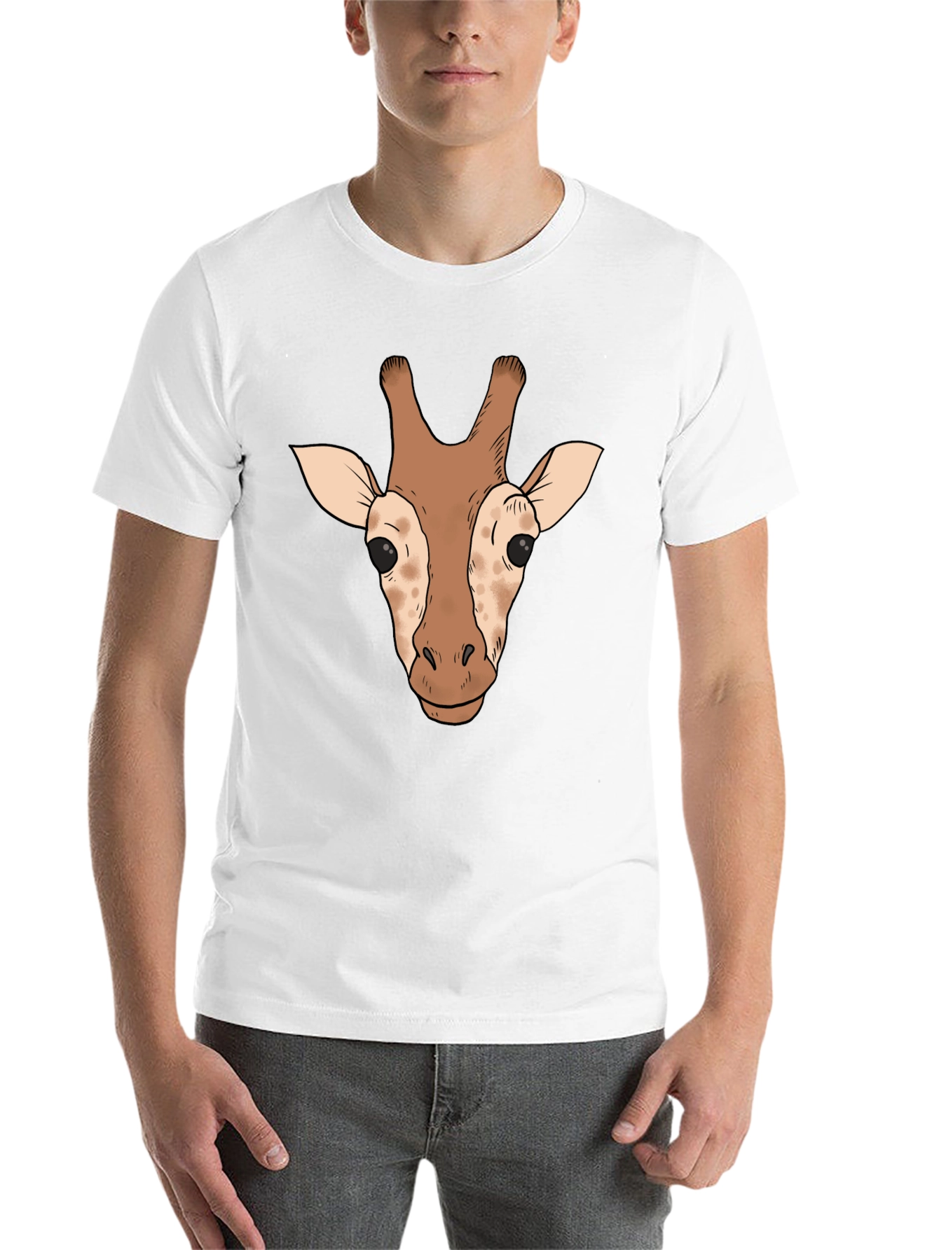 Black Giraffe Head Graphic Tee - Black Casual T-Shirt view 14