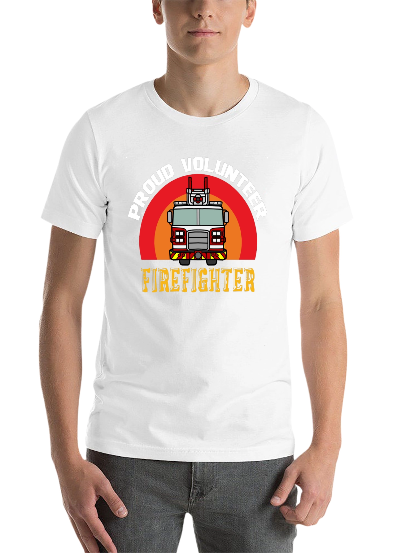Black Proud Volunteer Firefighter Graphic T-Shirt view 14