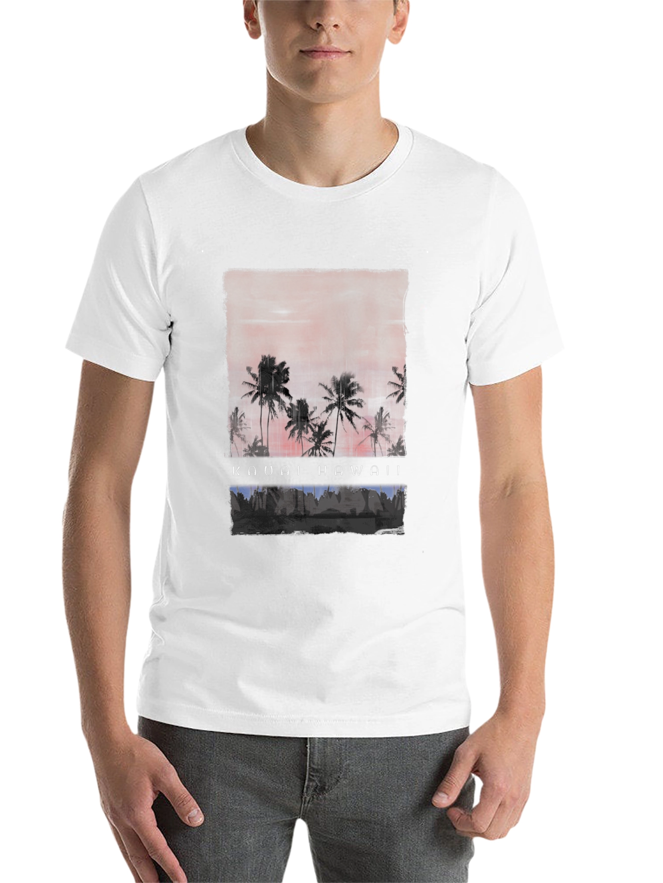 Black Kauai Hawaii Palm Tree Graphic Black T-Shirt view 14