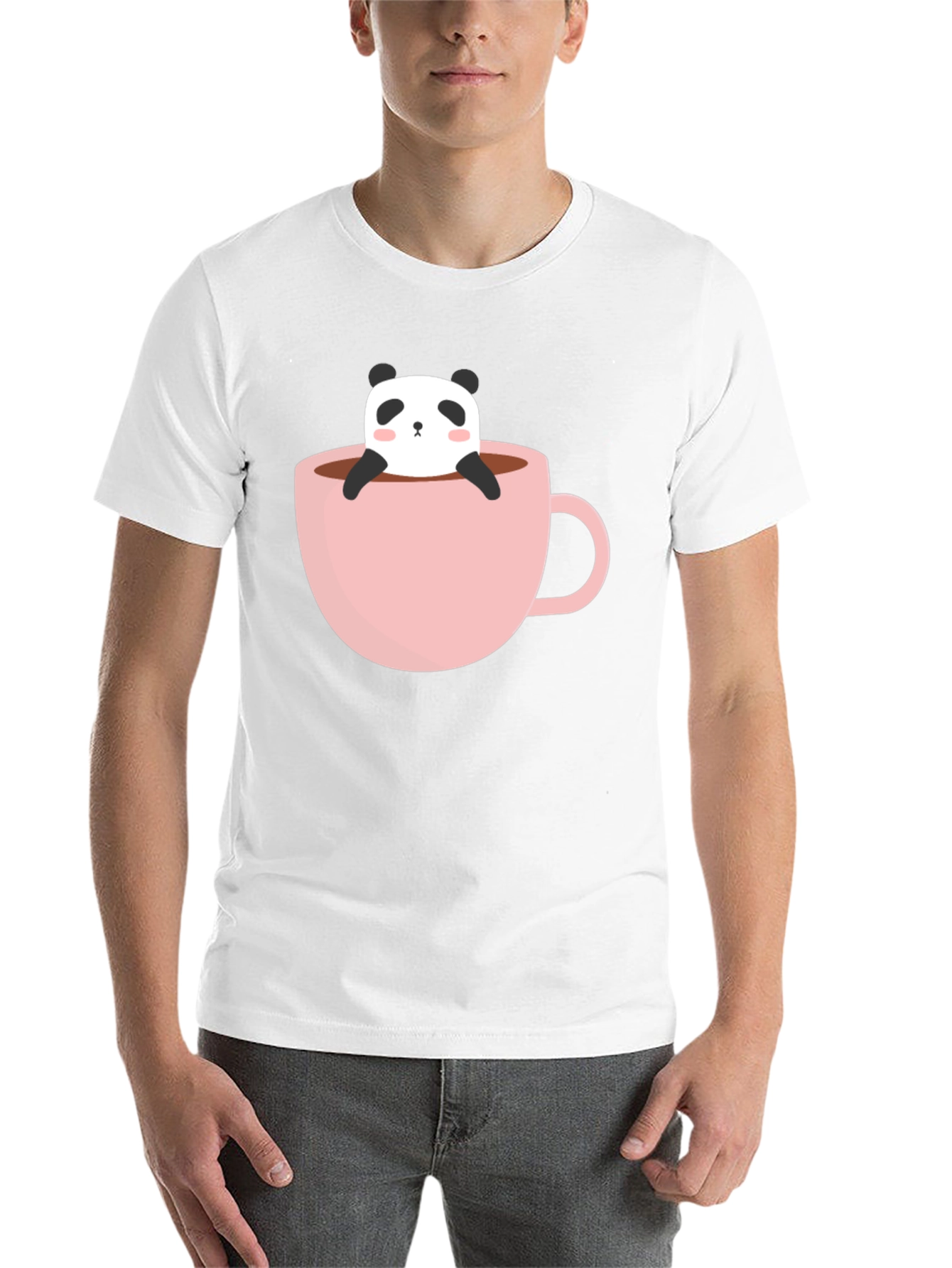 Black Panda in a Cup Graphic Tee - Soft Black Shirt view 14