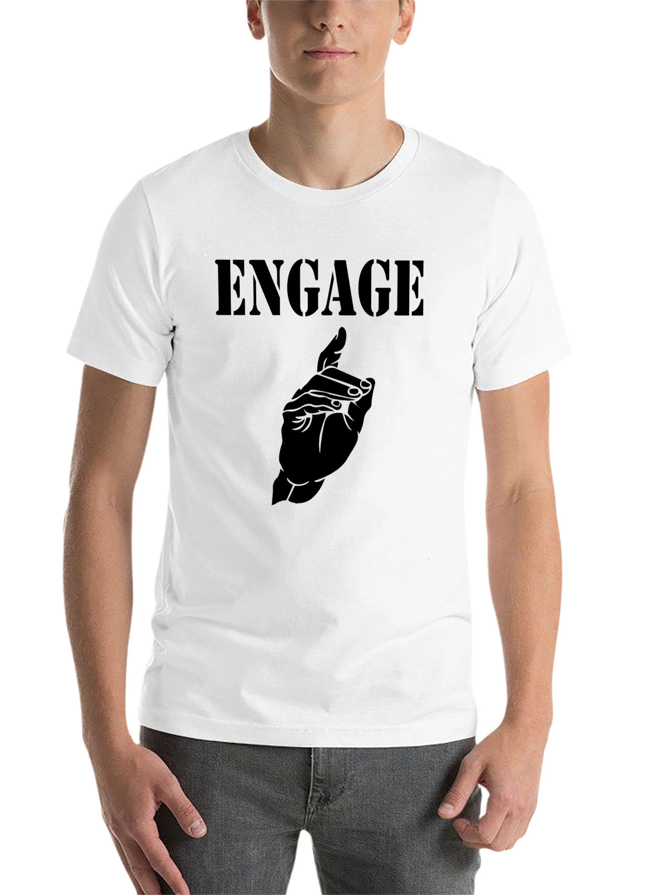 Black Engage Graphic Tee - Black Cotton Blend Shirt view 14
