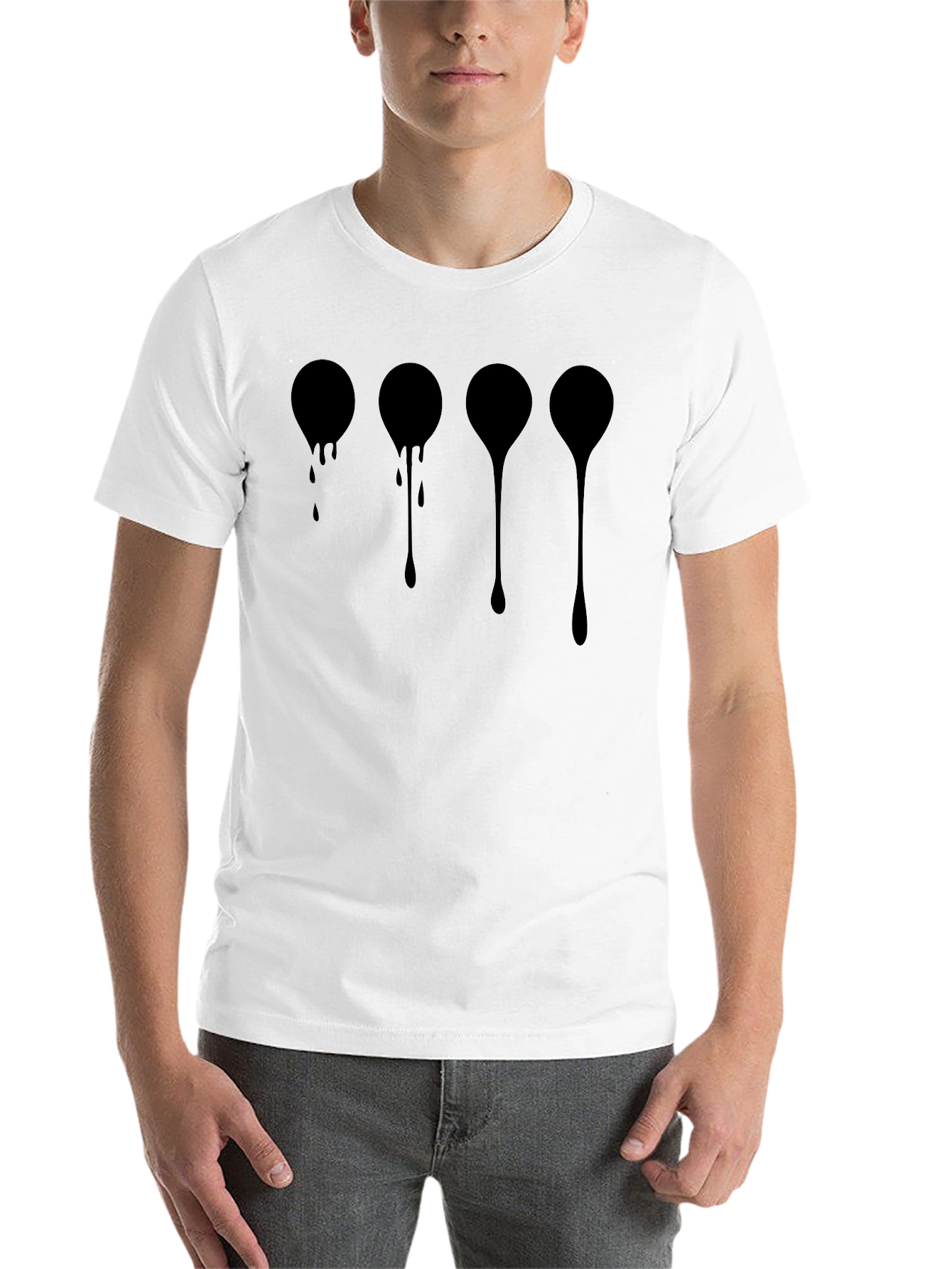 Black Dripping Circles Graphic Tee - Modern Black T-Shirt view 14