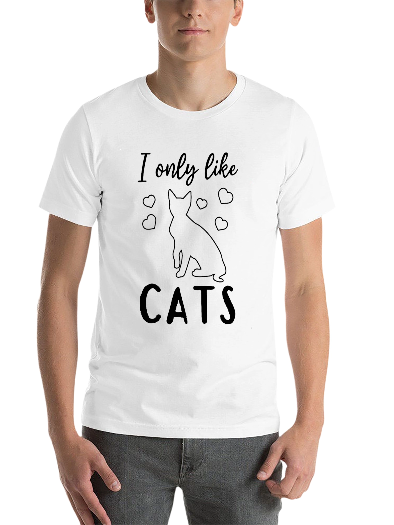 Black I Only Like Cats Graphic Tee - Unisex Black T-Shirt view 14