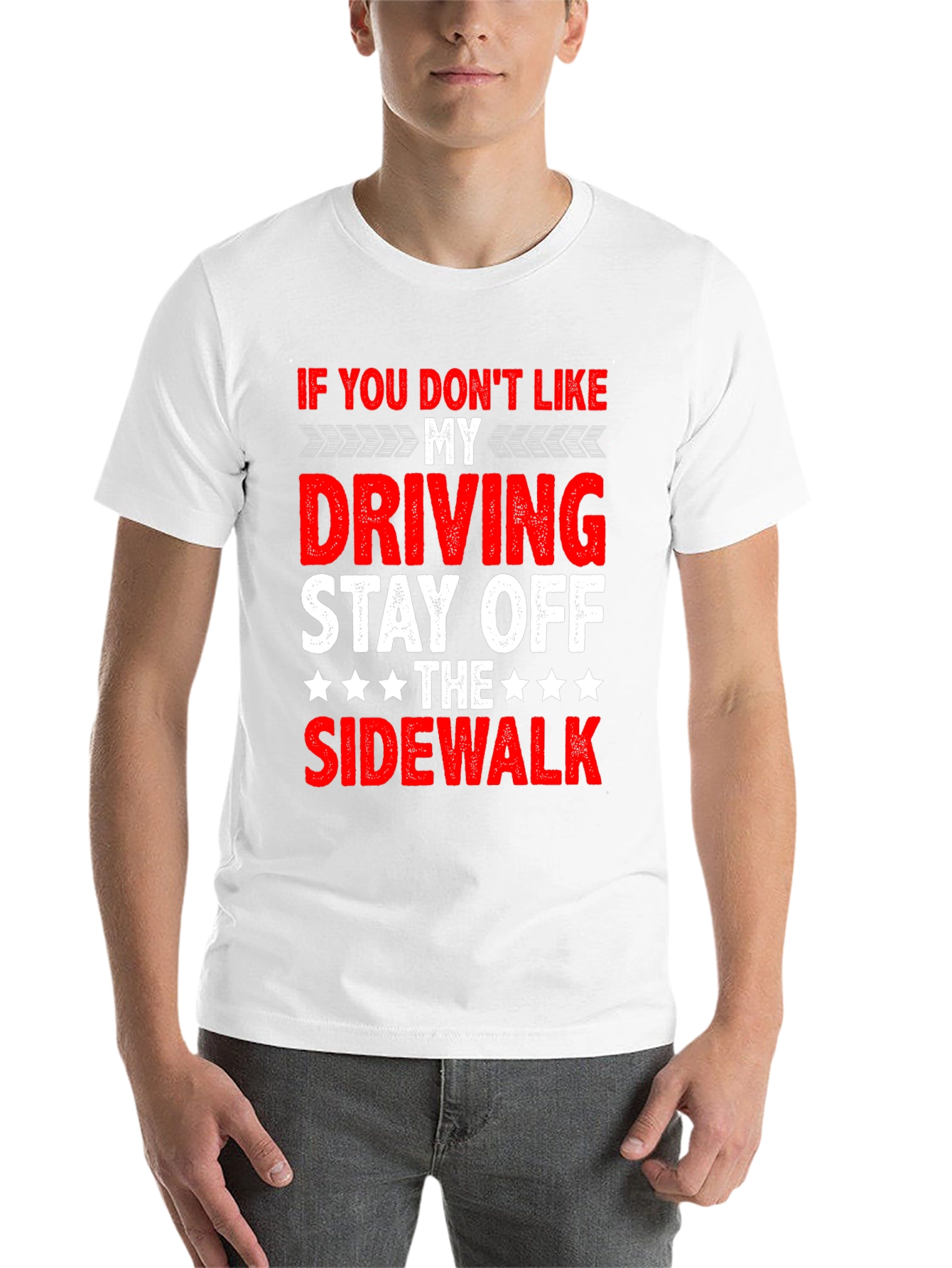 Black Funny Driving T-Shirt - Stay Off Sidewalk view 14