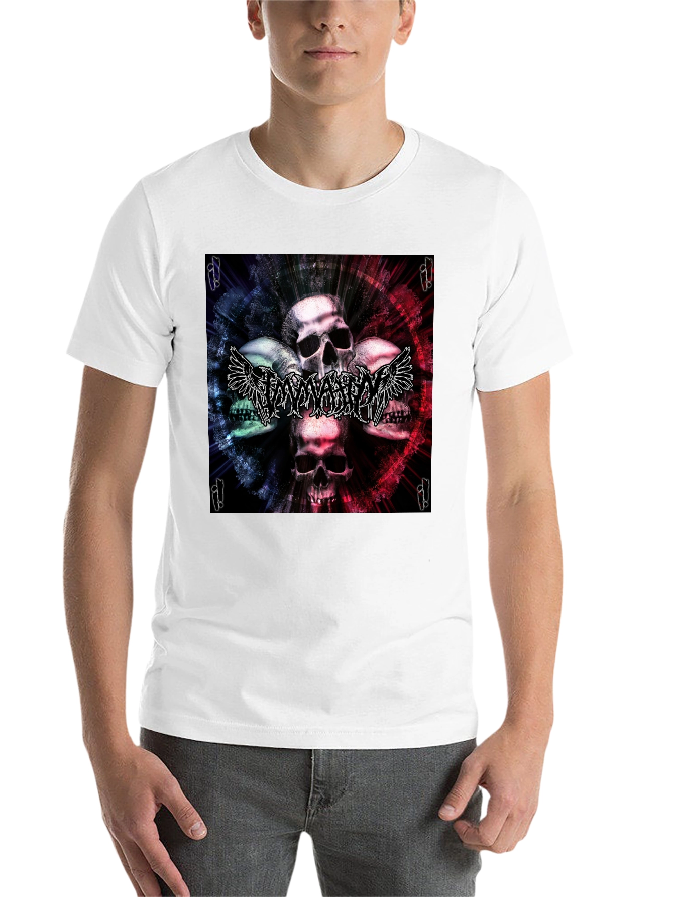 Black Skull & Wings Graphic T-Shirt - Black view 14