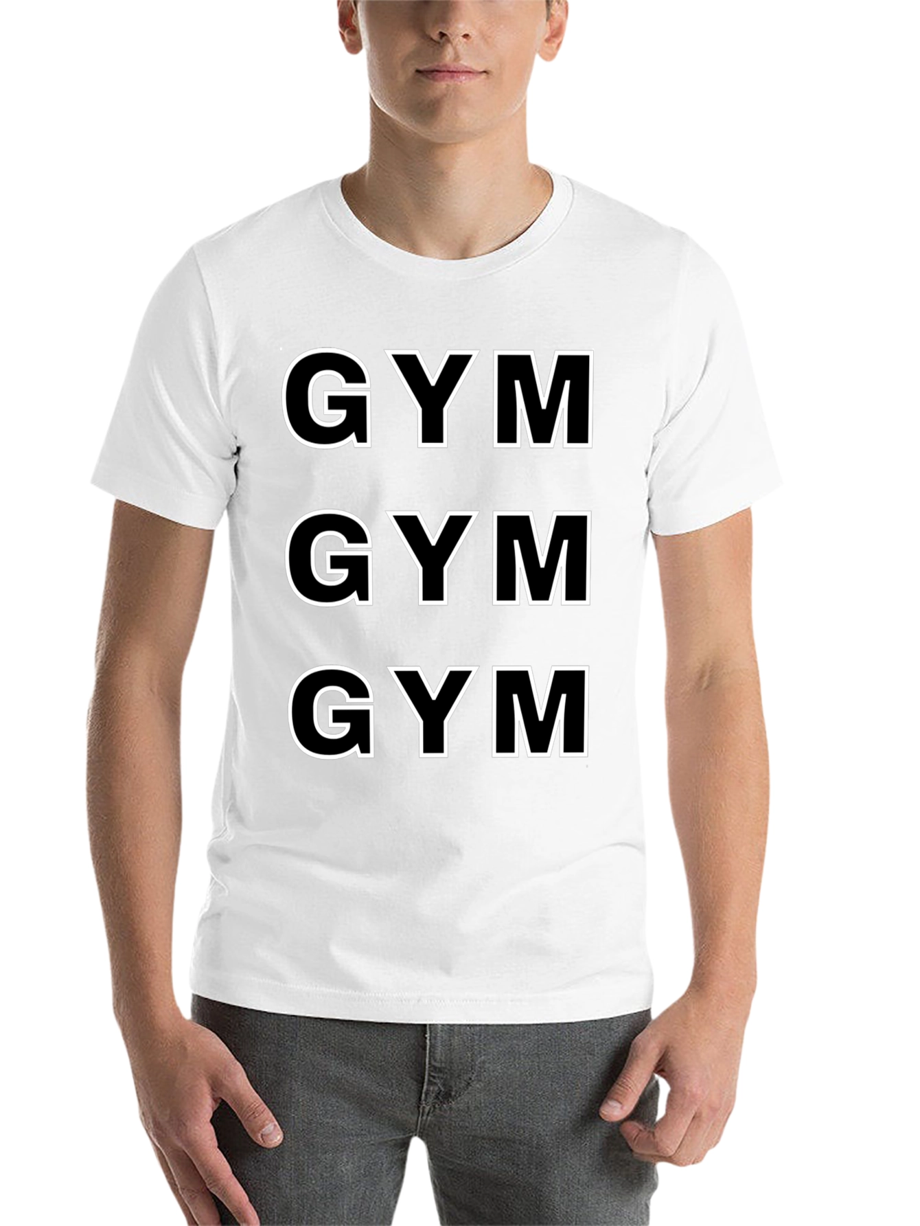 Black GYM Graphic Tee - Black Cotton Crew Neck T-Shirt view 14