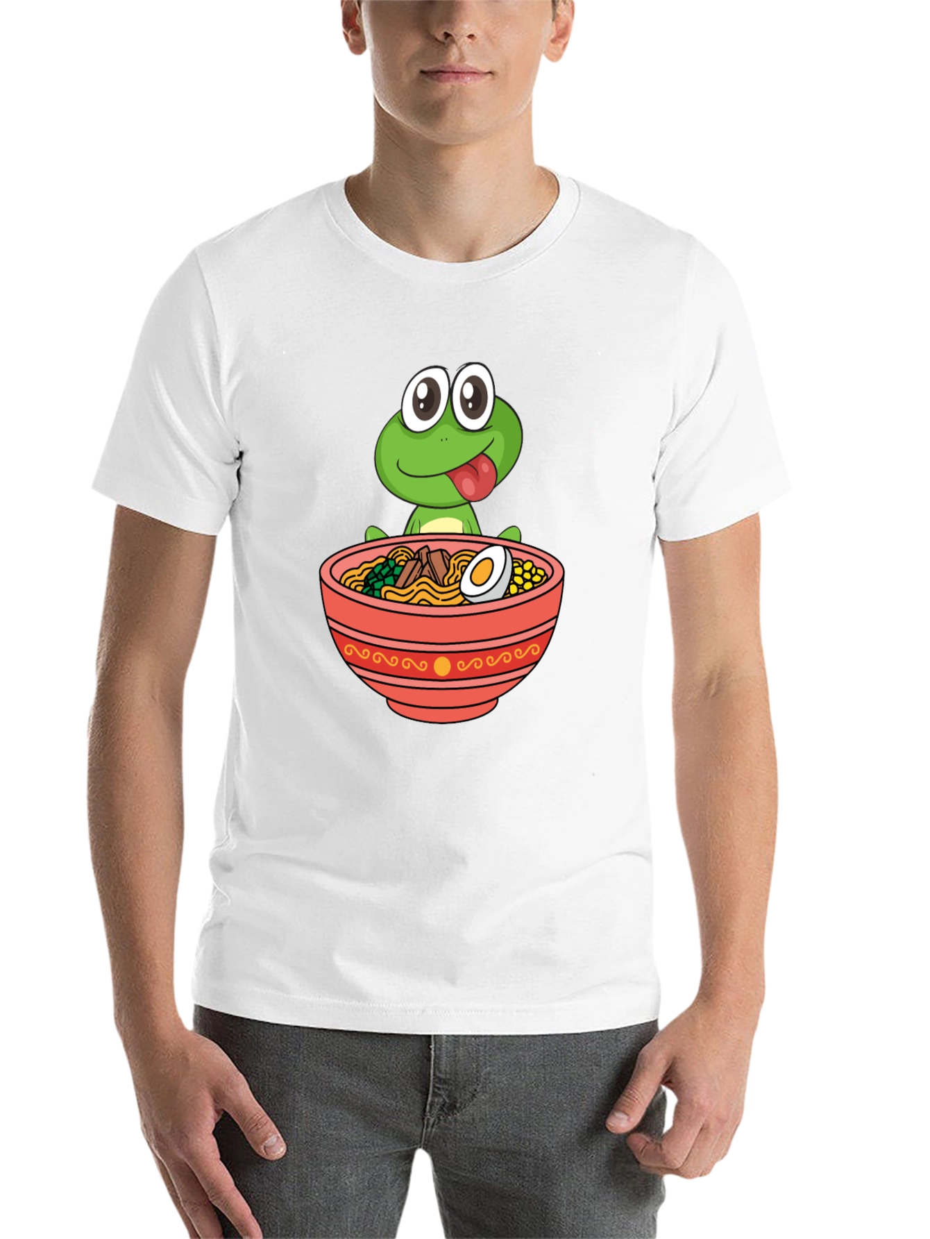 Black Frog Ramen Bowl Graphic Tee - Funny Unisex T-Shirt view 14