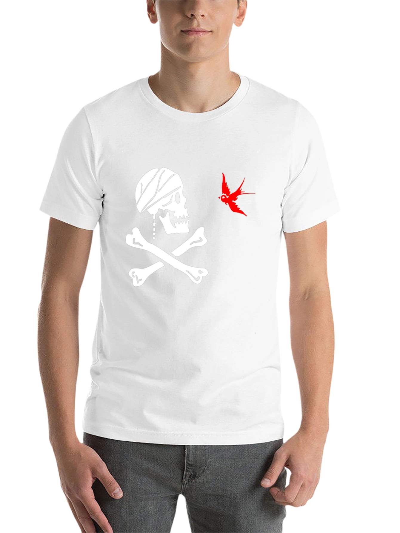 Black Pirate Skull & Sparrow T-Shirt - Black view 14