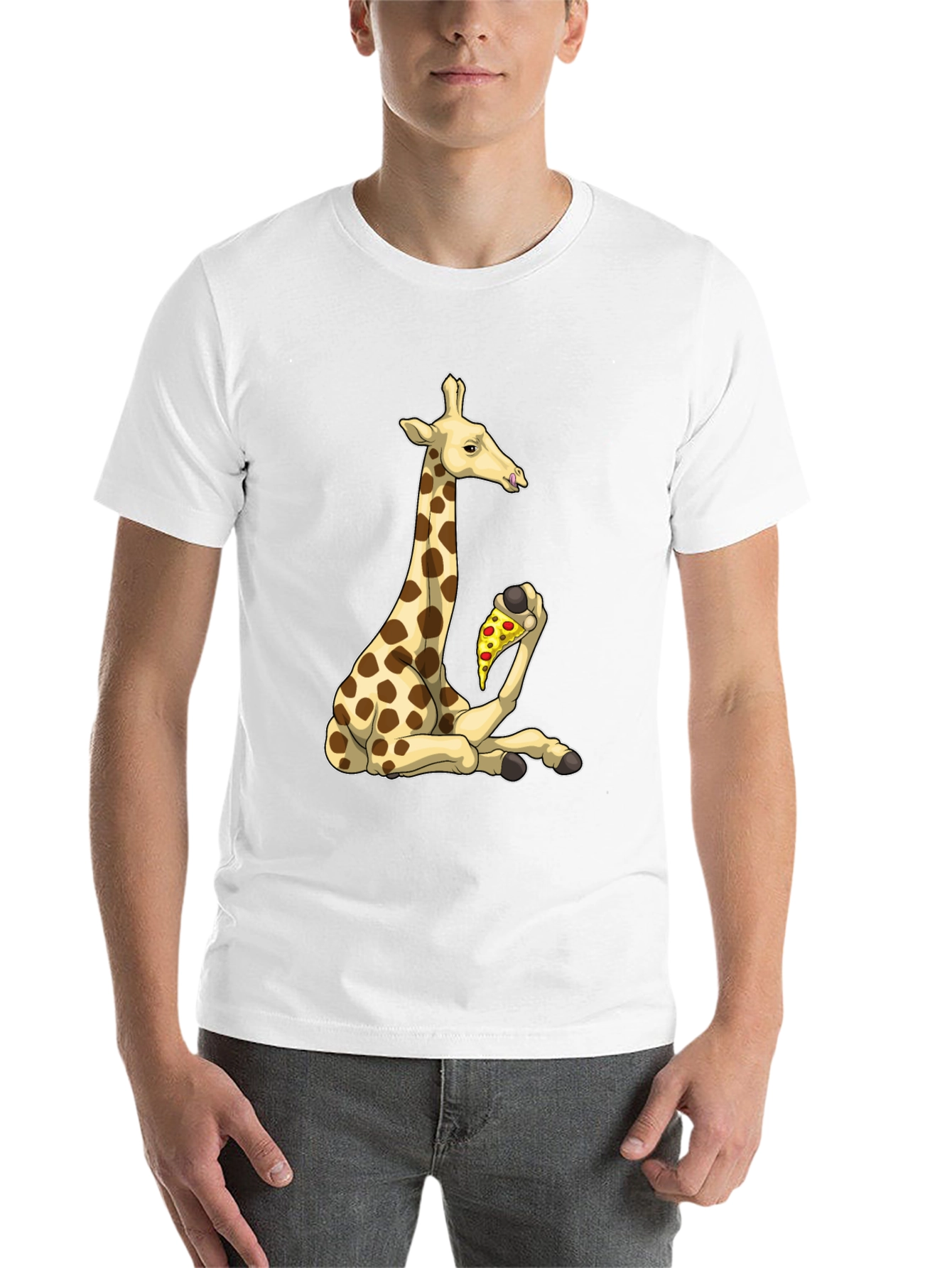 Black Giraffe Pizza T-Shirt - Unique Graphic Tee view 14