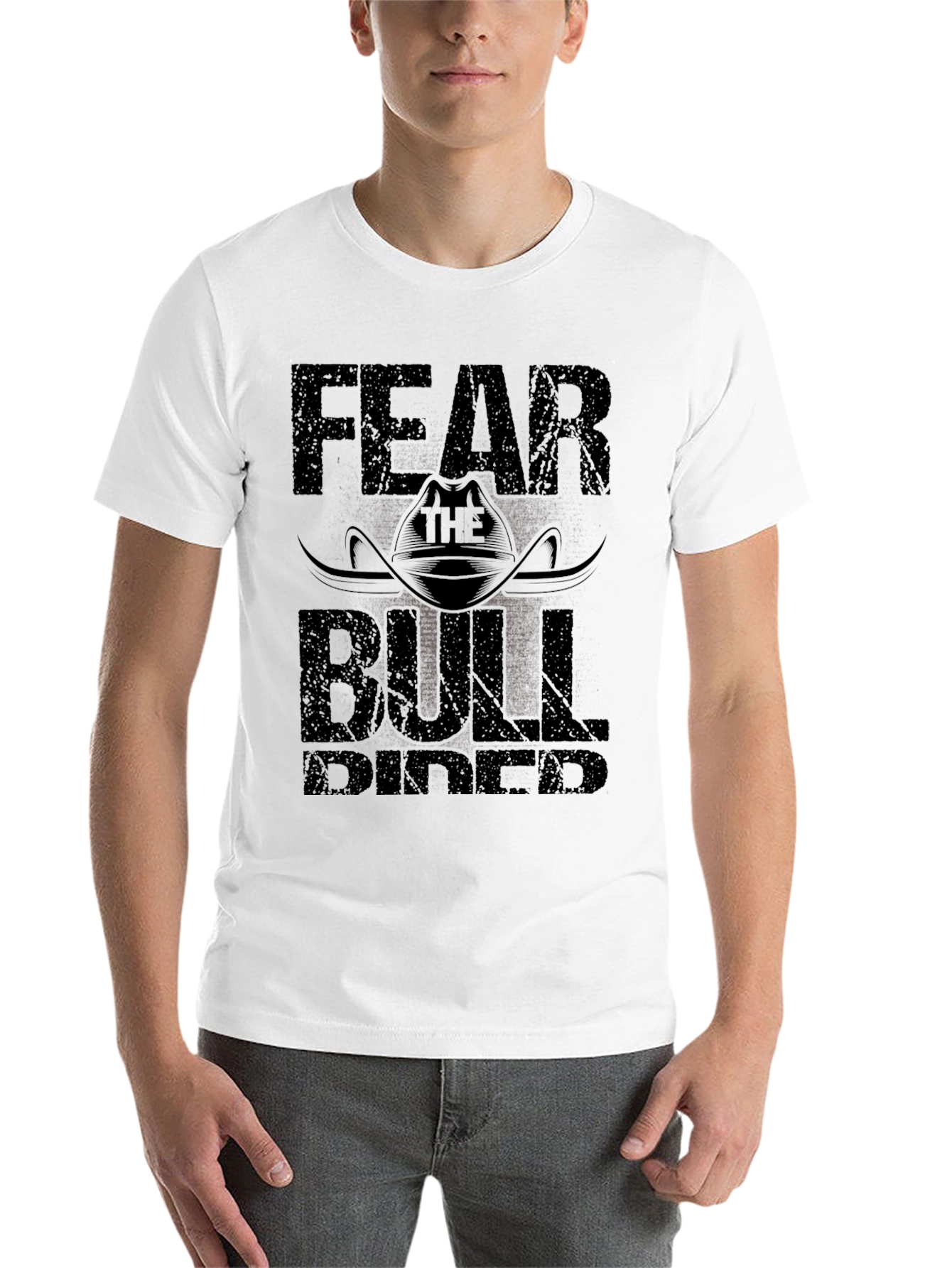 Black Fear the Bull Rider Black T-Shirt view 14