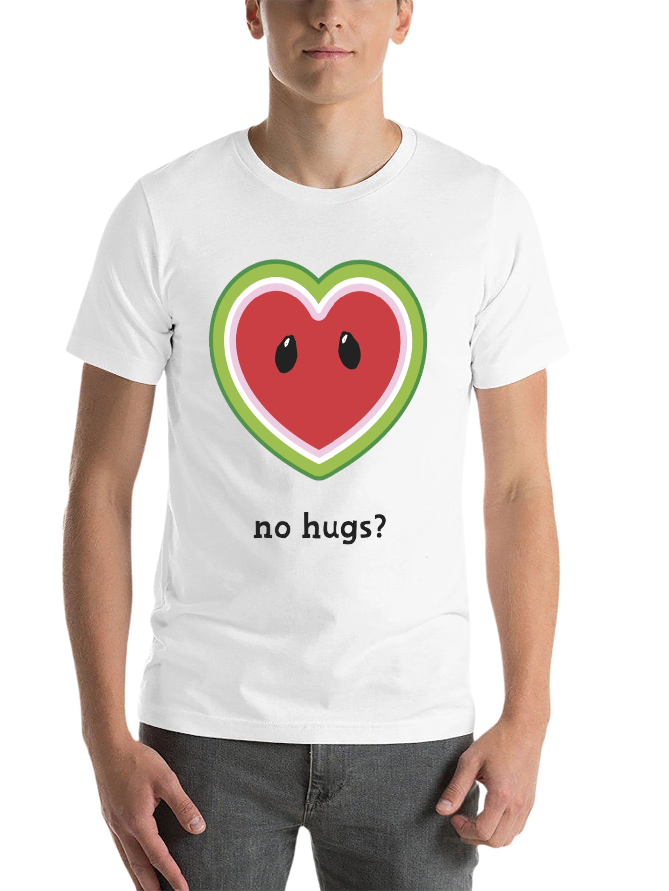Black No Hugs? Watermelon Heart T-Shirt view 14