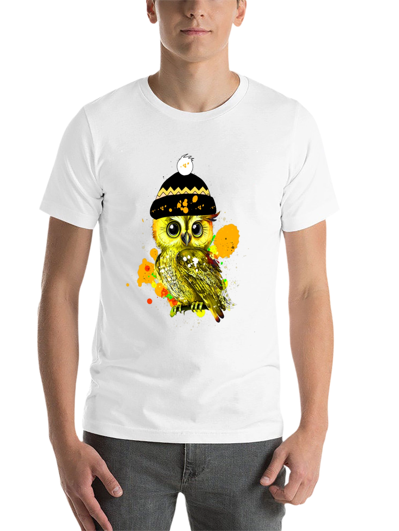 Black Stylish Owl Graphic Tee - Unique & Trendy view 14